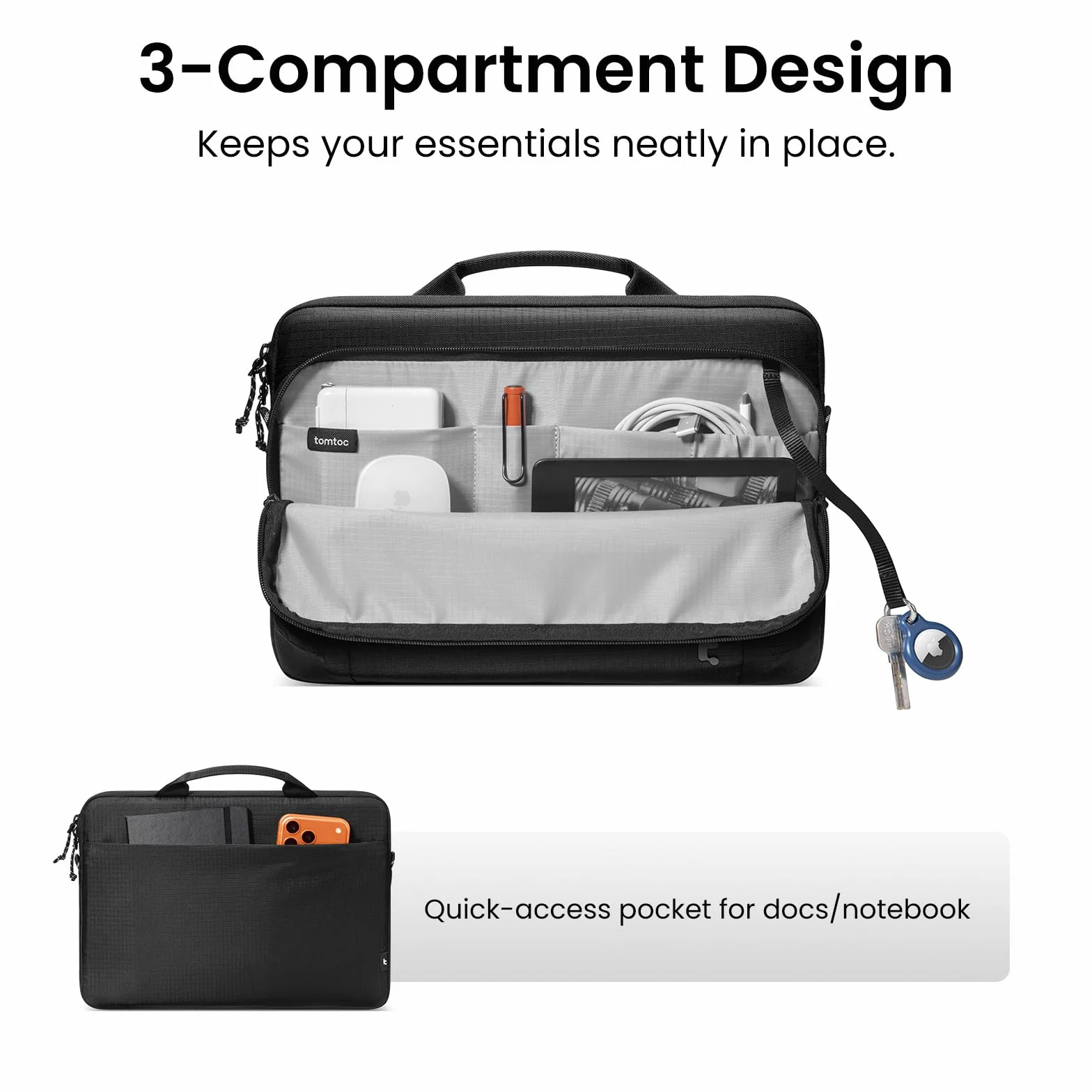 tomtoc Torba na laptopa 360° do 16-calowego MacBook Pro M4/M3/M2/M1 Pro/Max (2024-2019), odporna na działanie wody, torba na notebooka, pasuje do ASUS Vivobook 15/16, Dell Inspiron 15, etui na laptopa