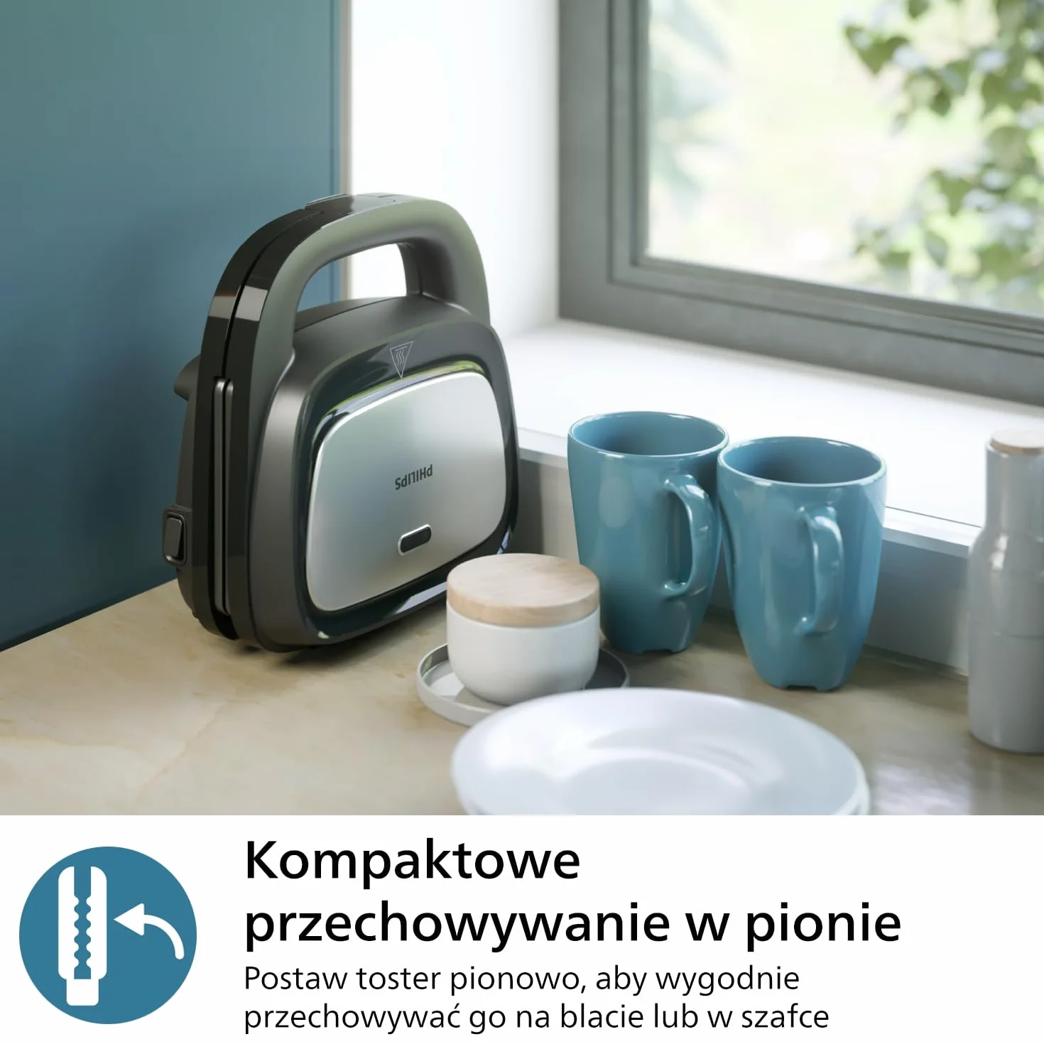 Philips Opiekacz do kanapek z serii 5000 – 3 zestawy płyt do panini, tostów i gofrów, Nieprzywierające płyty grillowe, Szczelnie zamykane płytki, Moc 750 W, Czarny (HD2350/80)