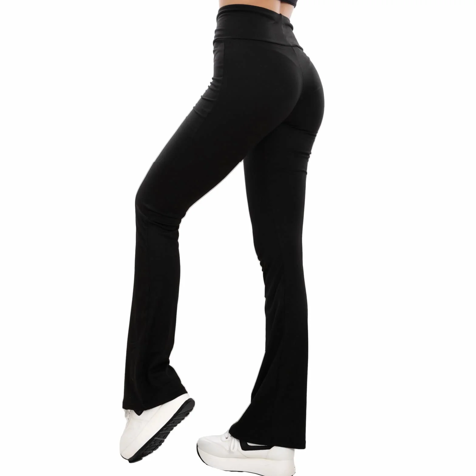 Toocool Spodnie Kobiety Łapa Flare Dzwonek Fitness Kombinezon Podstawowy Sportowy H908, Czarny, S-M