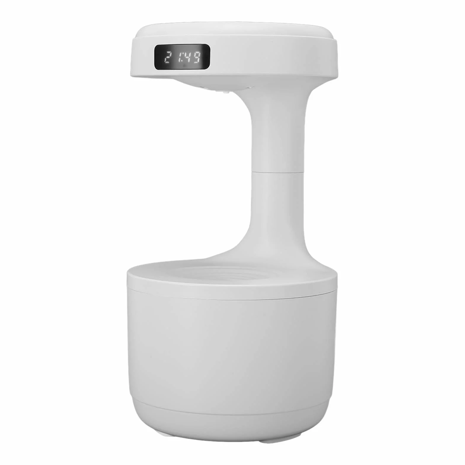 Nawilżacz kropli wody antygrawitacyjny, 800 ml nawilżacz mgły chłodzącej USB z lampką nocną, cichy nawilżacz powietrza z kroplami wody, zegar LED do domu, sypialni, biura (Biały)