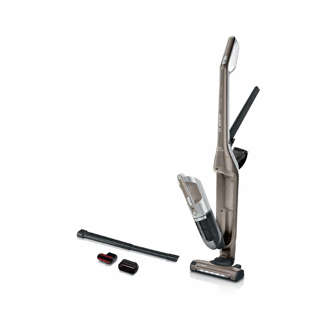 Bosch - Seria 4, bezprzewodowy odkurzacz pionowy Flexxo Gen 2, 28 W, 0,4 litra, 82 dB, metaliczny brąz, BBH3ALL23