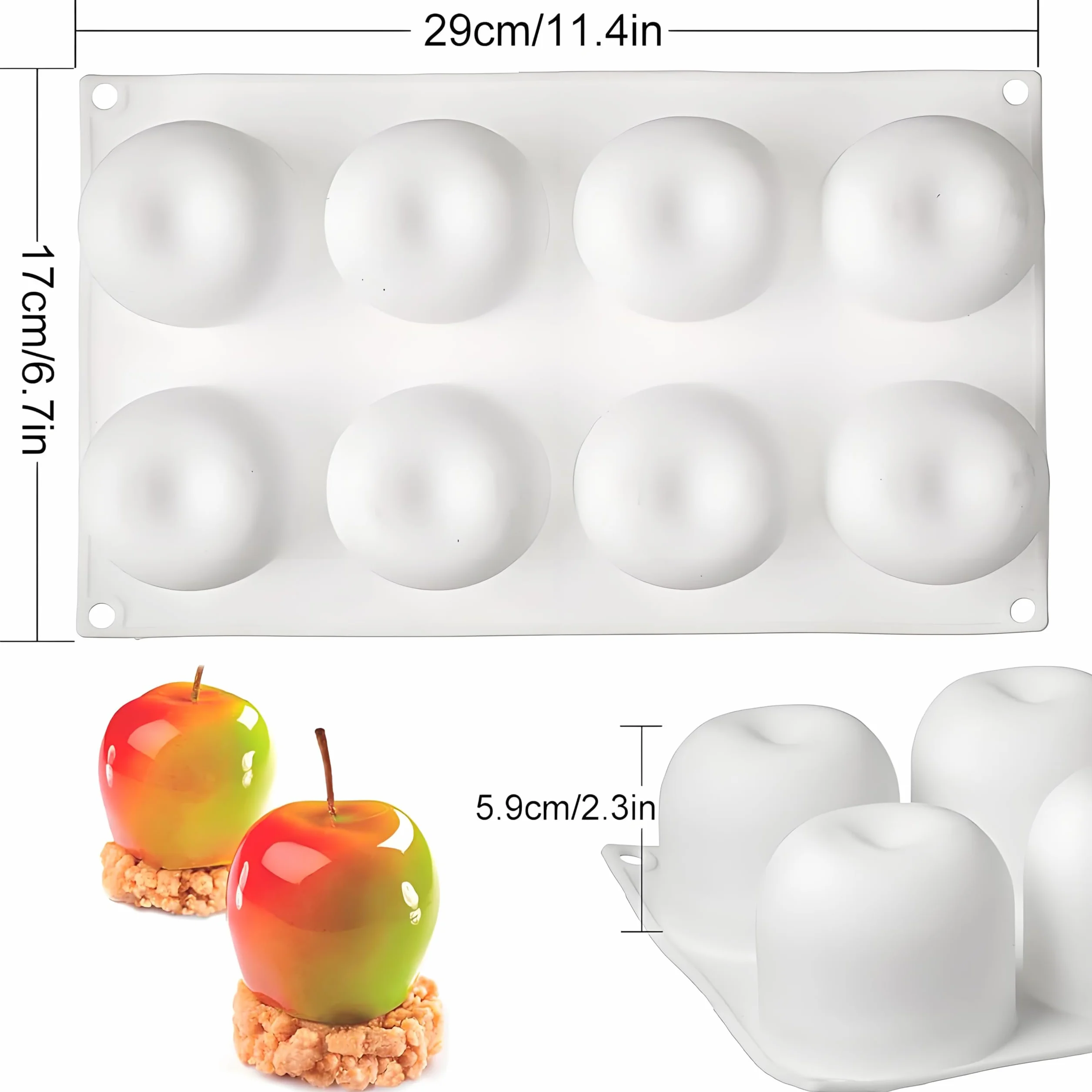 Silikonowa forma do ciasta 3D jabłko 8 zagłębień