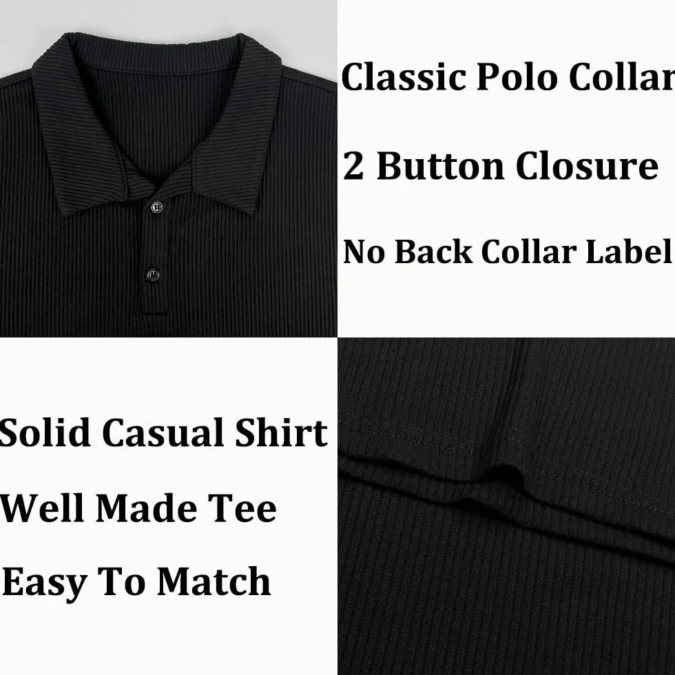 Koszulka polo męska z długim rękawem/krótkim rękawem,Męskie rozciągliwe koszulki mięśniowe,Casualowa koszulka żebrowana,Golf treningowy