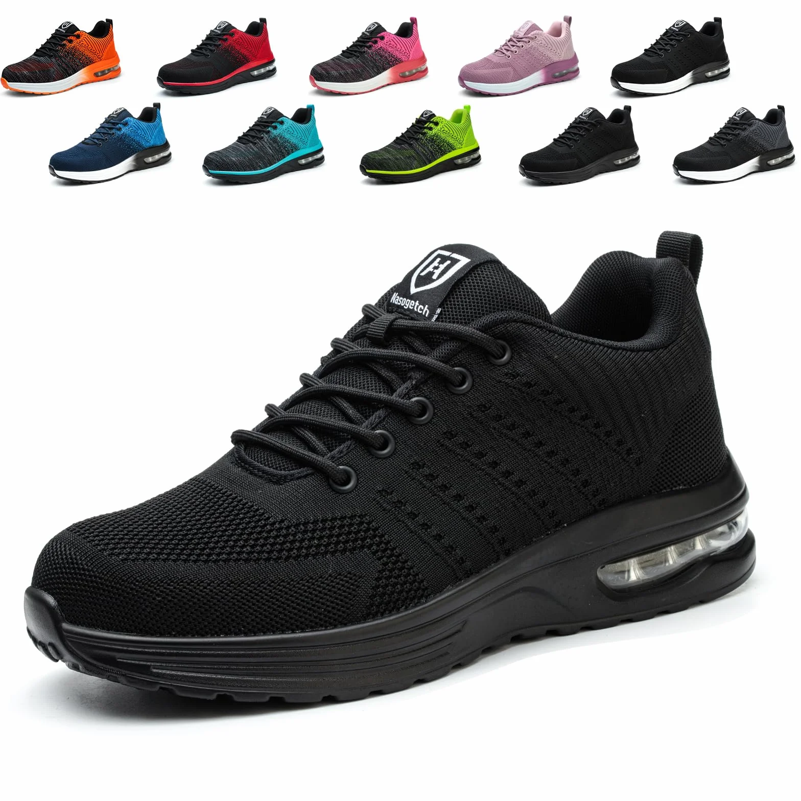Męskie buty robocze, damskie, lekkie, sportowe, ze stalowym noskiem, antypoślizgowe, oddychające, rozm. 35-46