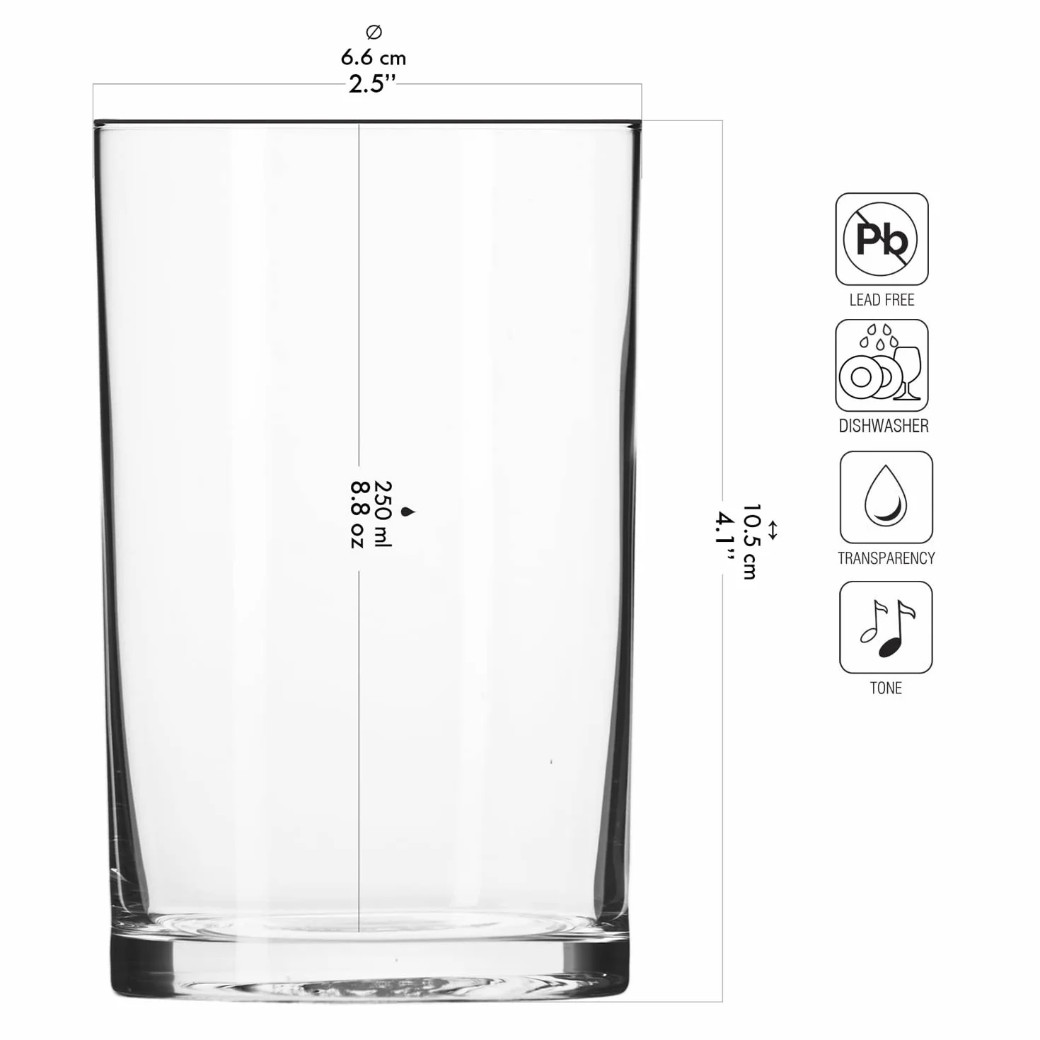 KROSNO Szklanki do Wody 250 Ml Zestaw 6 Sztuk Kolekcja Basic