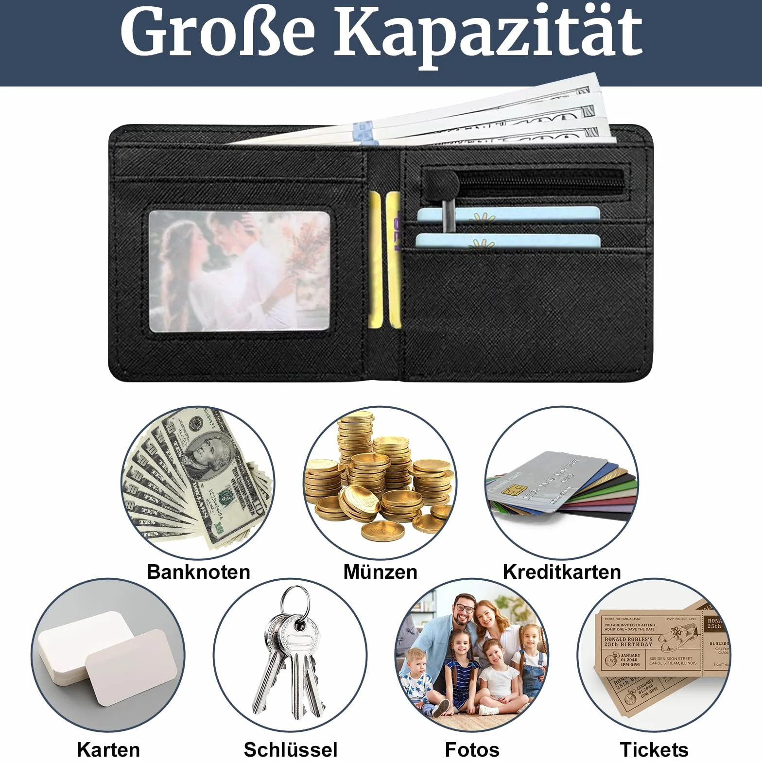 Onperpoe Portfel dla dzieci, blokujący RFID, dla dzieci, ze skóry, składany portfel dziecięcy, z motywem piłki nożnej, z zamkiem błyskawicznym, praktyczny prezent dla miłośników piłki nożnej