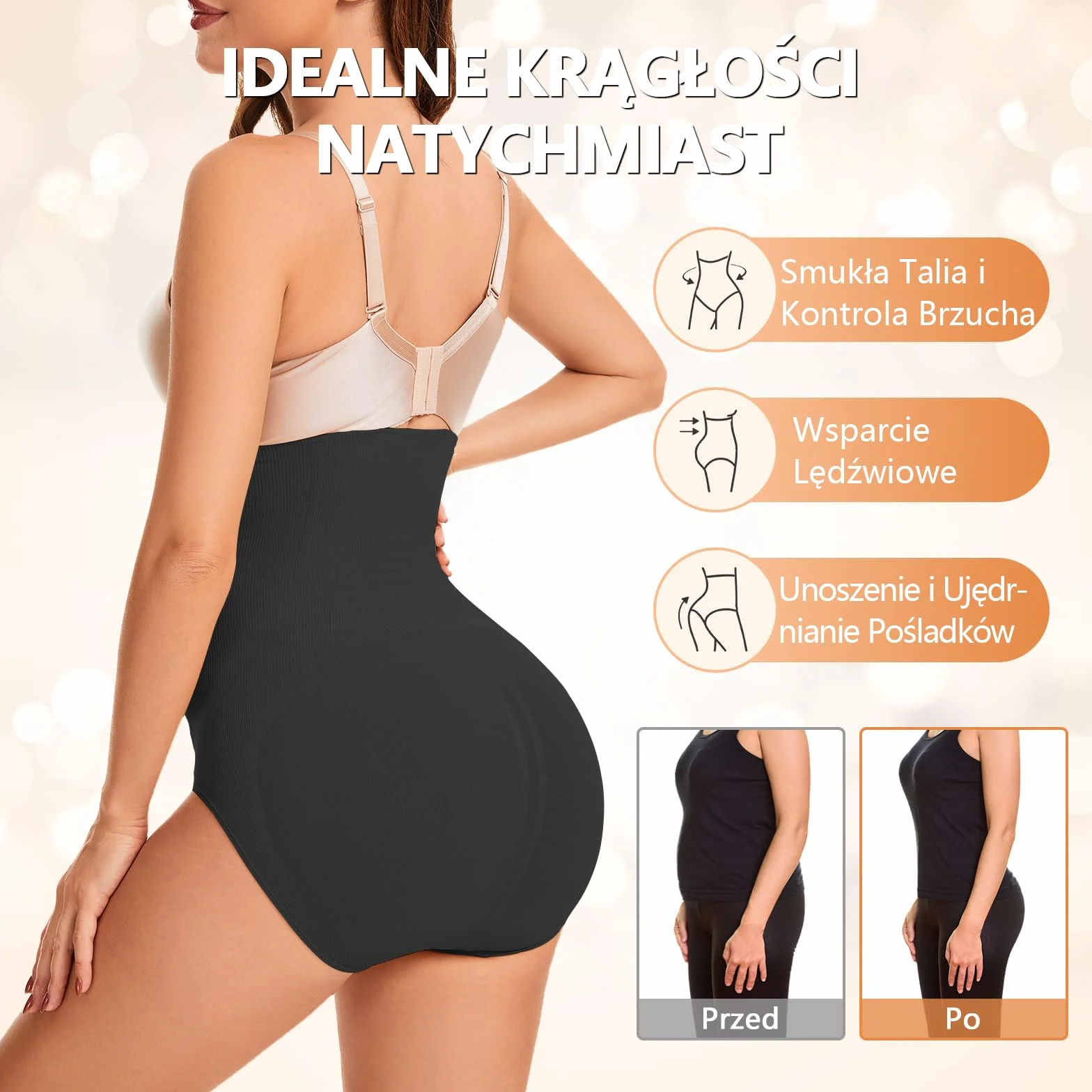 Damskie Majtki Wyszczuplające Bielizna Modelująca Brzuch Shapewear | Wysokim Stanem, Mocna Kompresja, Korygująca Sylwetkę, Rozciągliwe, Oddychające, Po Porodzie, Plus Size