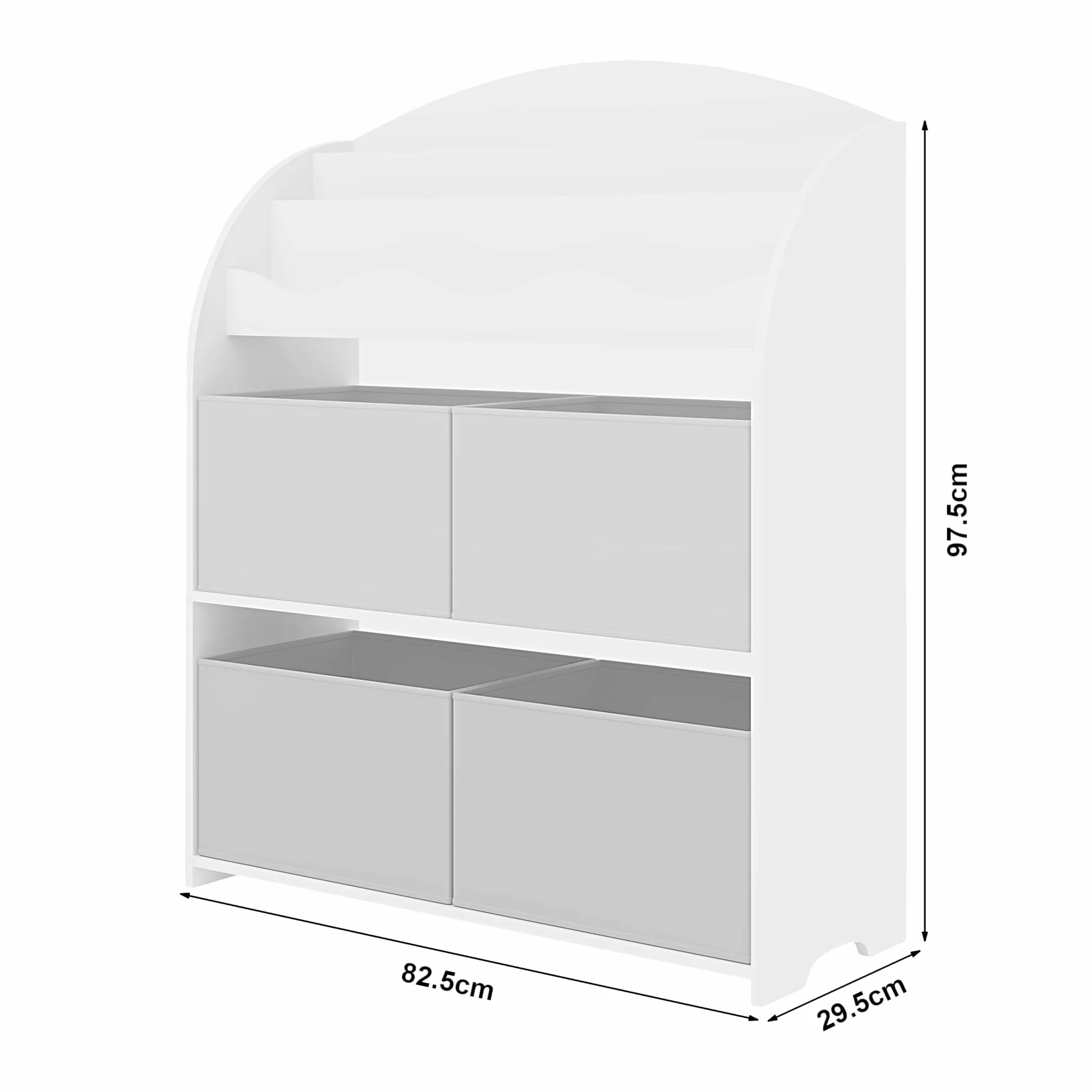 [en.casa] Orust dziecięcy regał na książki z motywem koali, zabawki, 97,5 x 82,5 x 29,5 cm, do pokoju dziecięcego, regał z 4 pudełkami do przechowywania, biały/szary/niebieski