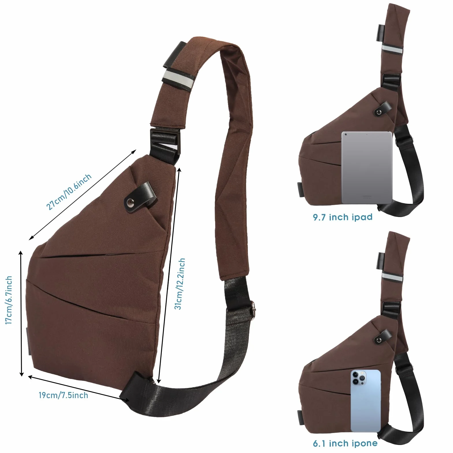 Torba crossbody unisex antykradzieżowa szarfa