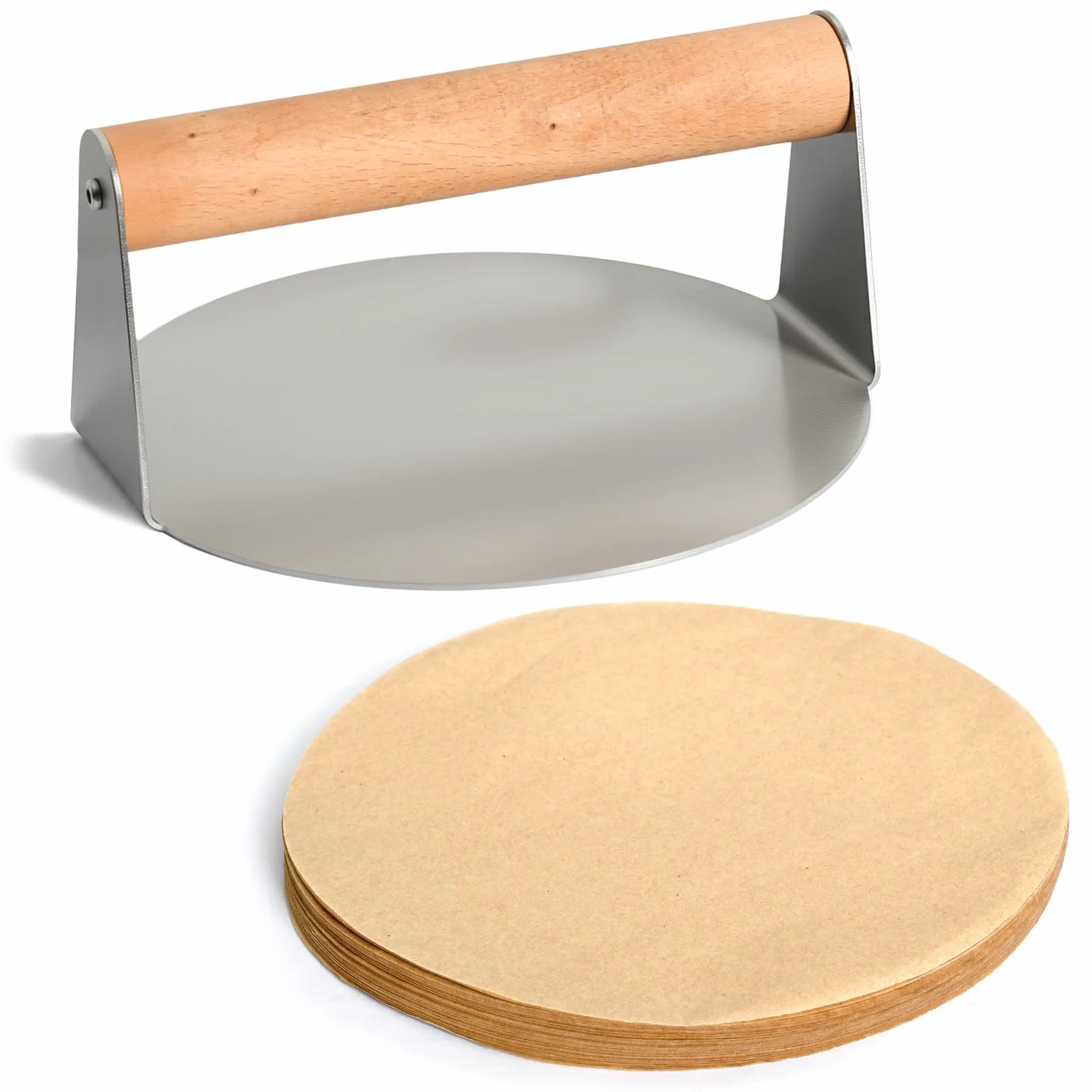 Zestaw foremek do hamburgerów, prasa do mięsa 16 cm + 200 arkuszy separatora