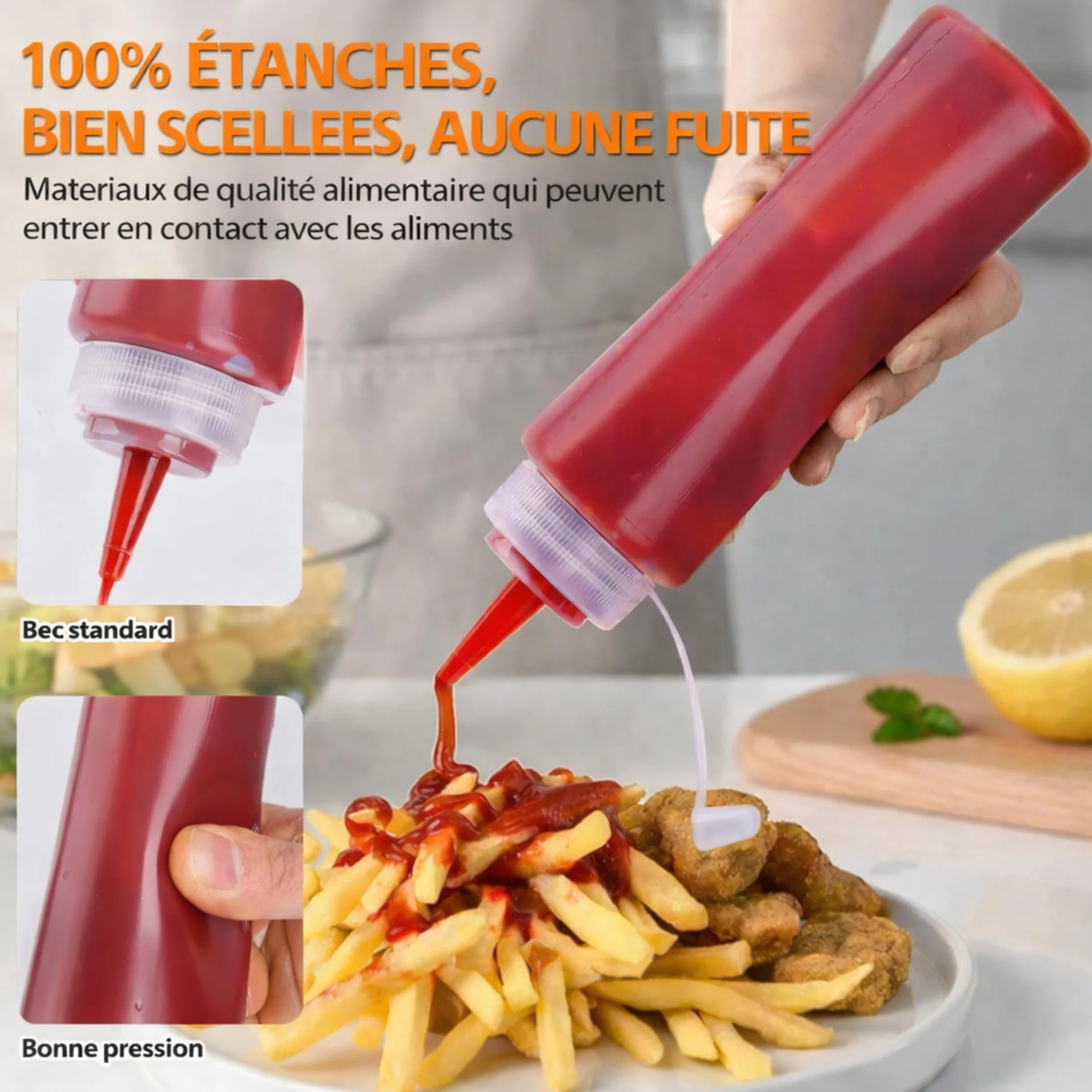 PARENCE. 200ml garnek na sos - przezroczysta butelka soku z pokrywką - Kuchenny dozownik na ketchup, majonez, olej i ciasto