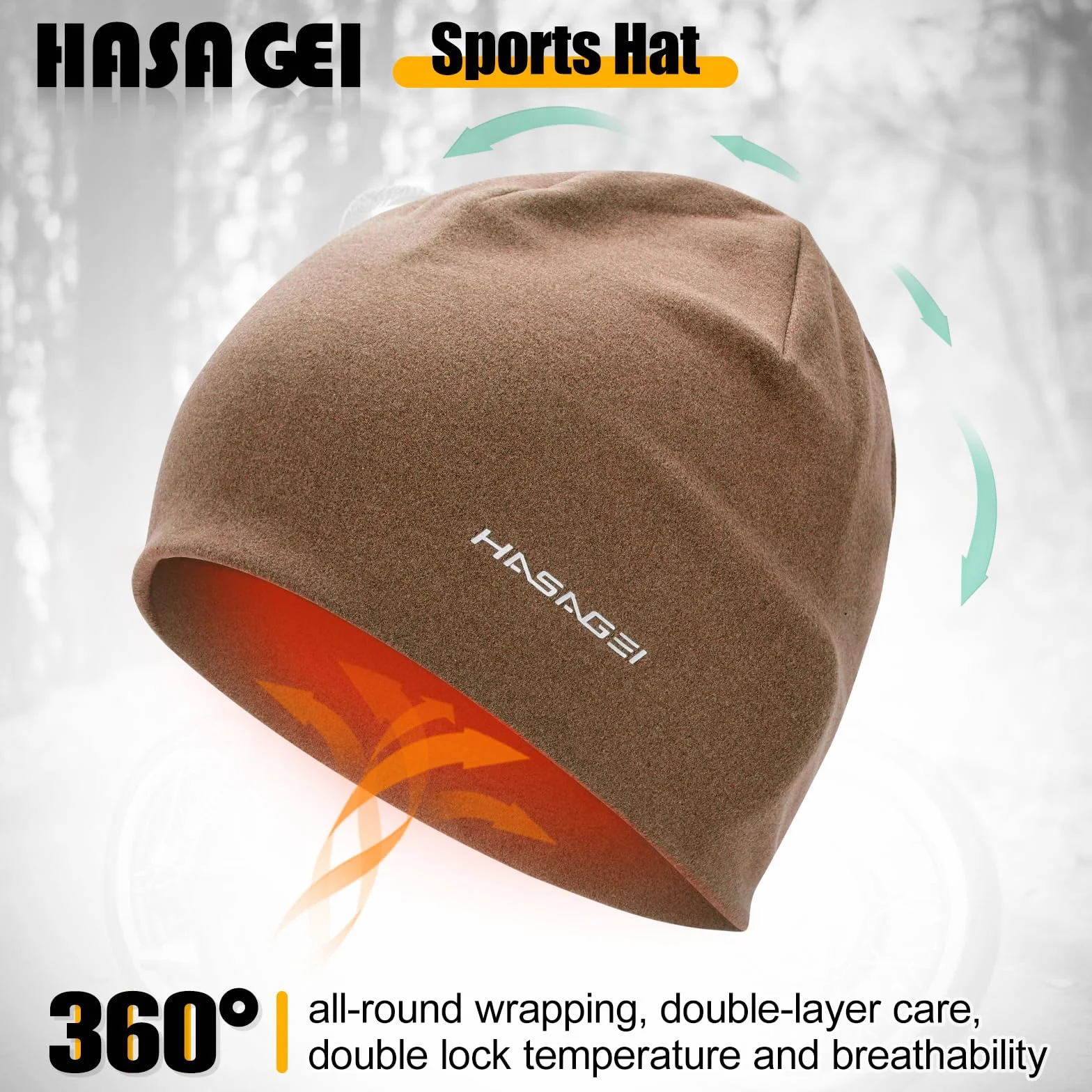 HASAGEI Czapka do biegania dla mężczyzn i kobiet, czapka pod kask, czapka beanie, zimna pora roku, ciepła czapka sportowa, antystatyczna, z nadrukiem, do aktywności rekreacyjnych, joggingu, podróży,