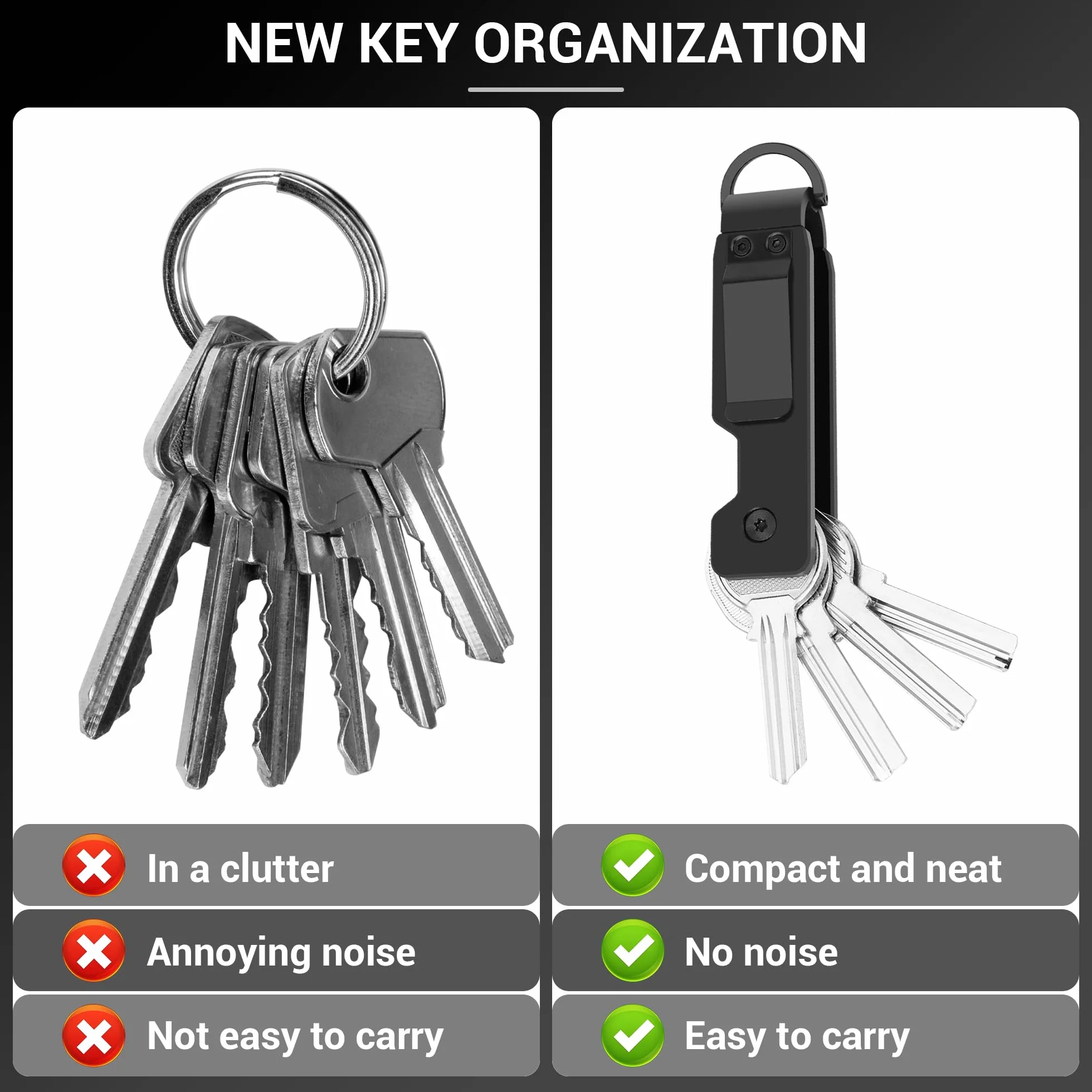 Uchwyt na klucze do pęku kluczy metalowy aluminiowy kompaktowy inteligentny organizer na klucze zabezpiecza 1-5 kluczy