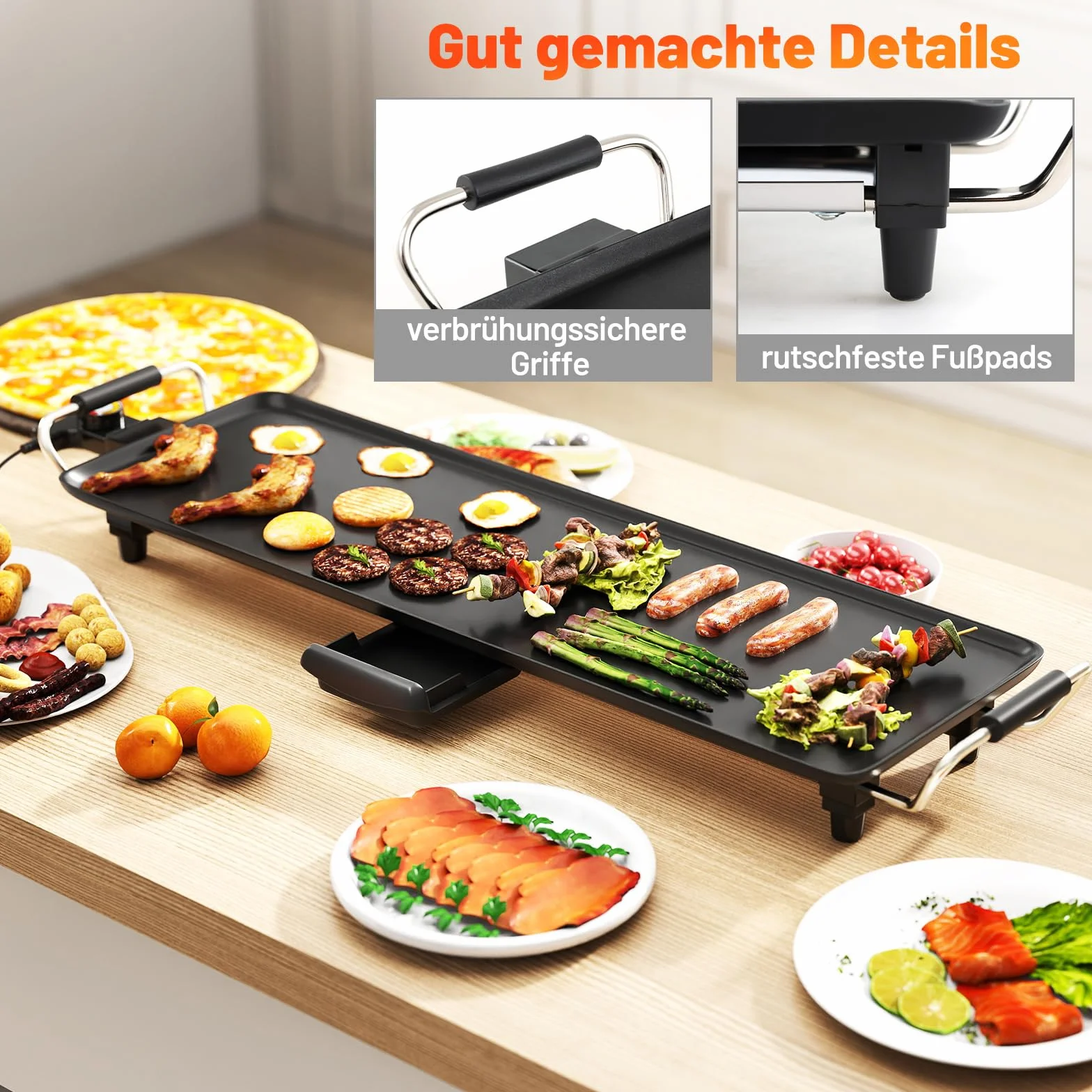 COSTWAY Teppanyaki elektryczna płyta grillowa 70 cm z powłoką zapobiegającą przywieraniu regulacją temperatury
