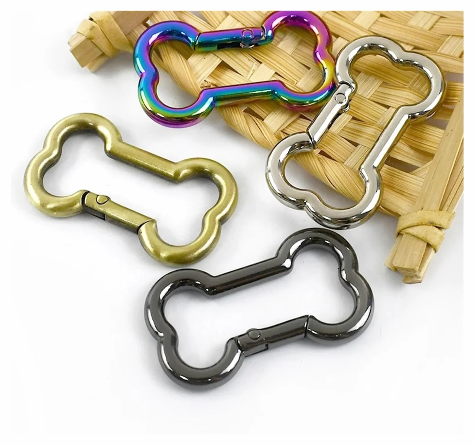 Klamry do torebek, 20 szt. Metalowa klamra z kością do zapięcia na pasek torby OD(Brass,38mm)