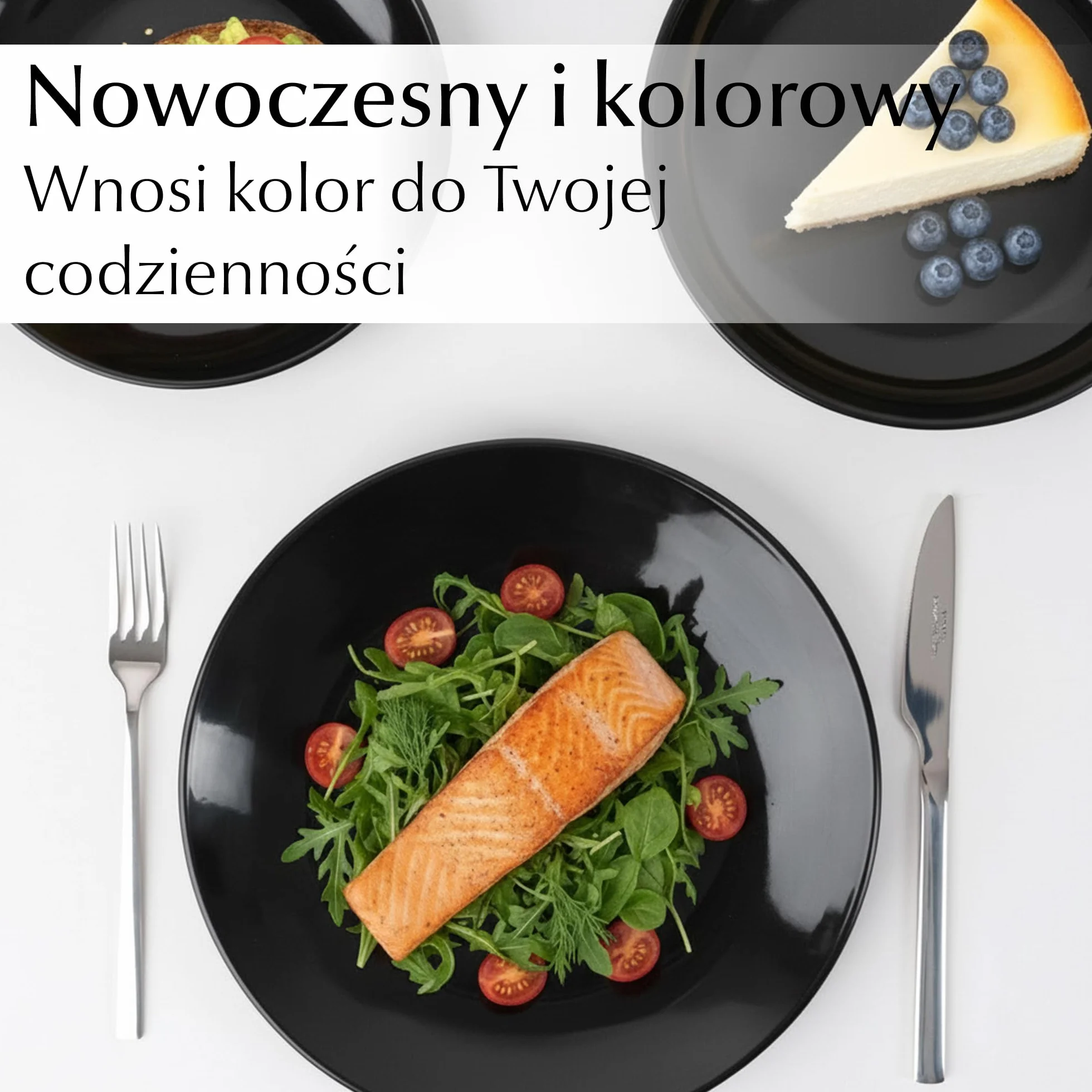 MIAMIO Zestaw talerzy obiadowych 6 sztuk kamionkowych ceramicznych Le Papillon Czarny 26 cm
