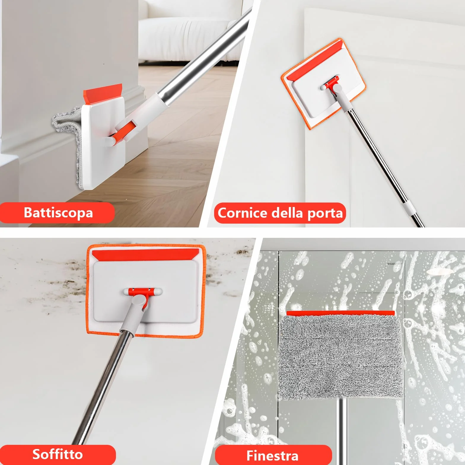 Mop do czyszczenia podłóg z długim uchwytem 147 cm do drewna i płytek