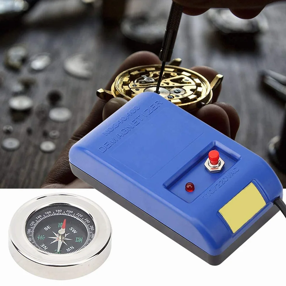 Rozmagnetyzujący, wysokiej jakości narzędzie do demagnetyzacji 110 V-220 V, przenośne do naprawy zegarka, odmagnesowywanie śrub zegarowych (europejska regulacja)