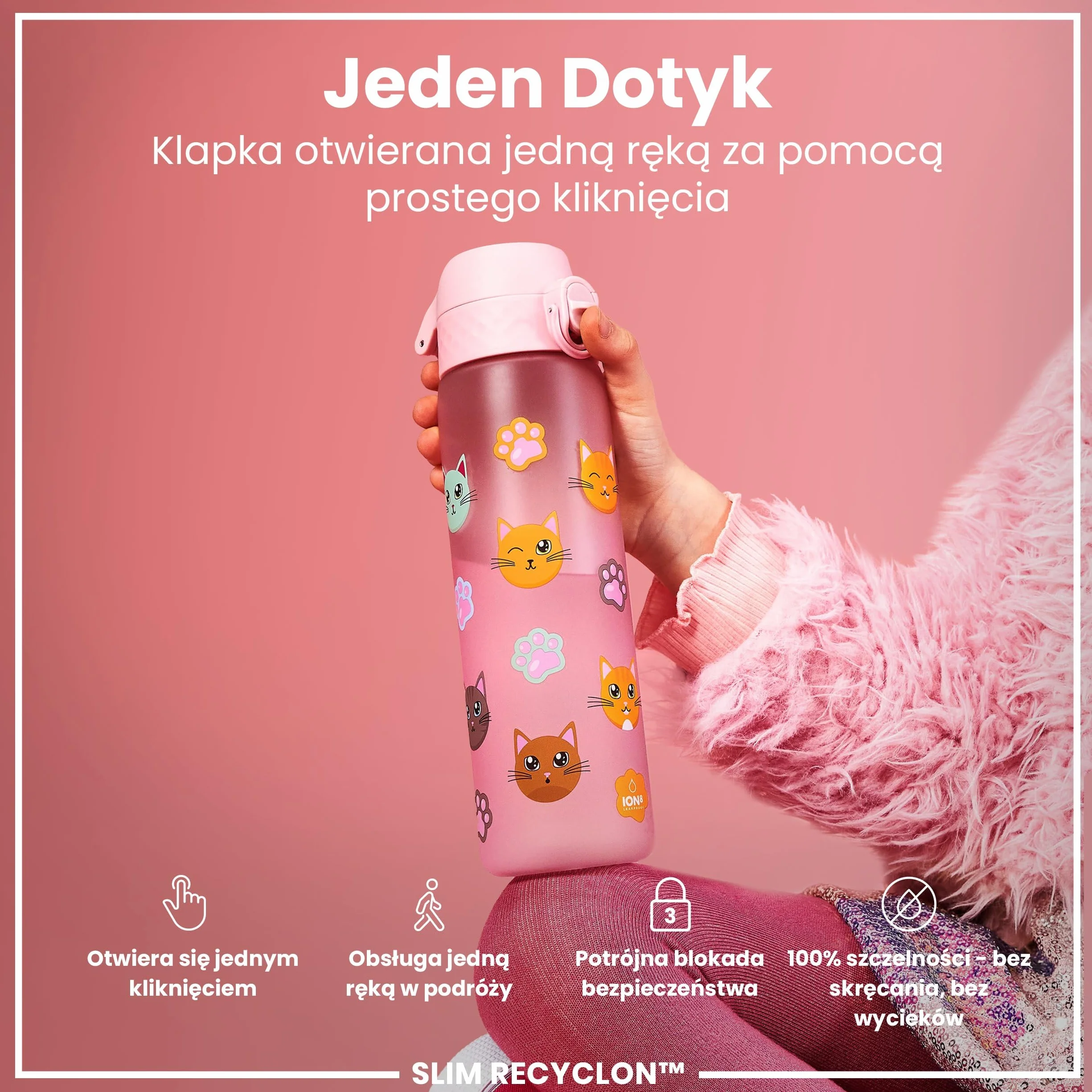 ION8 Butelka na Wodę 500 ml Szczelna Bez BPA Łatwe Otwieranie