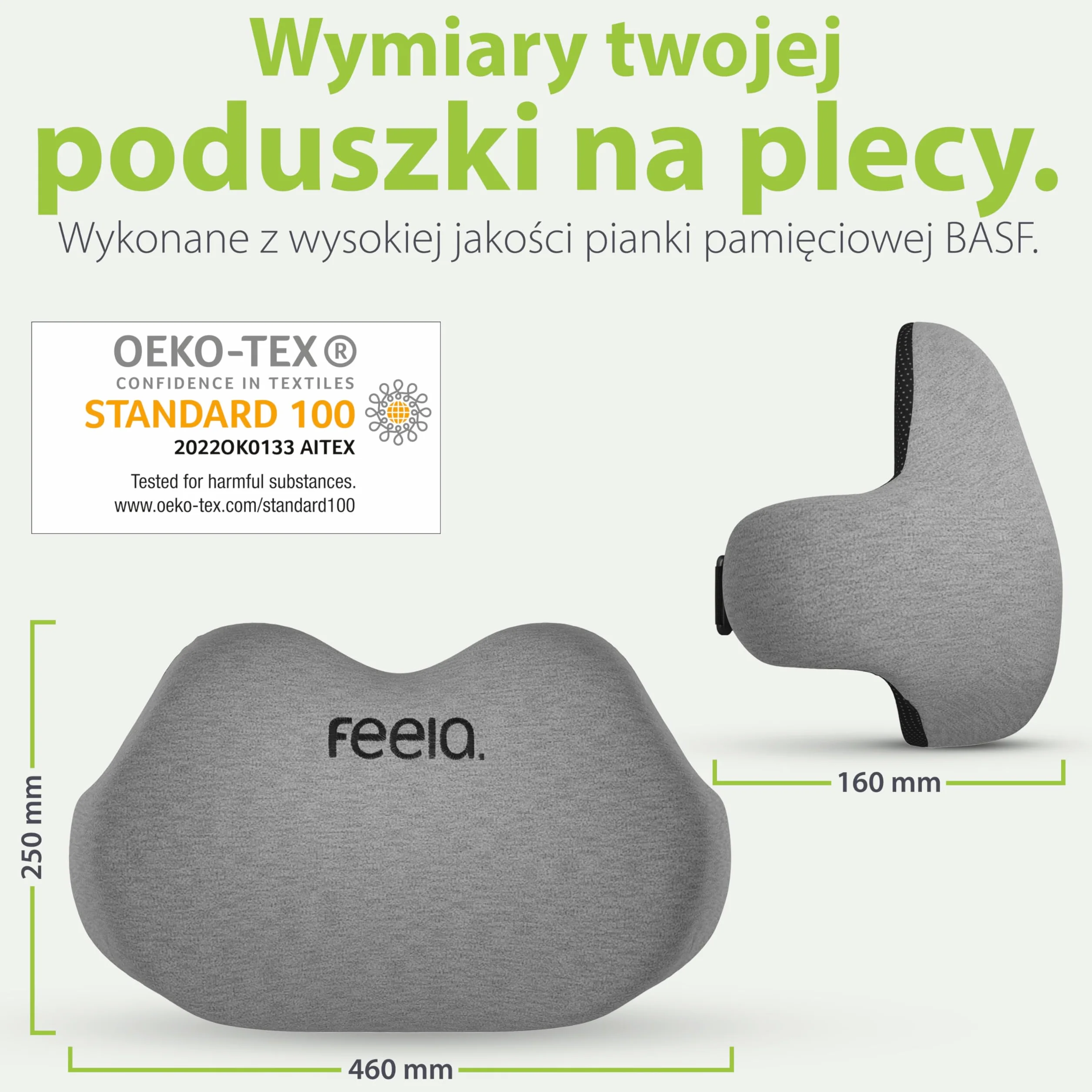 feela.® Ergonomiczne poduszki na plecy | Poduszka lędźwiowa do krzeseł standardowych, krzeseł do gier i krzeseł biurowych | Poduszka z pianki memory – łagodzi ból pleców i poprawia postawę