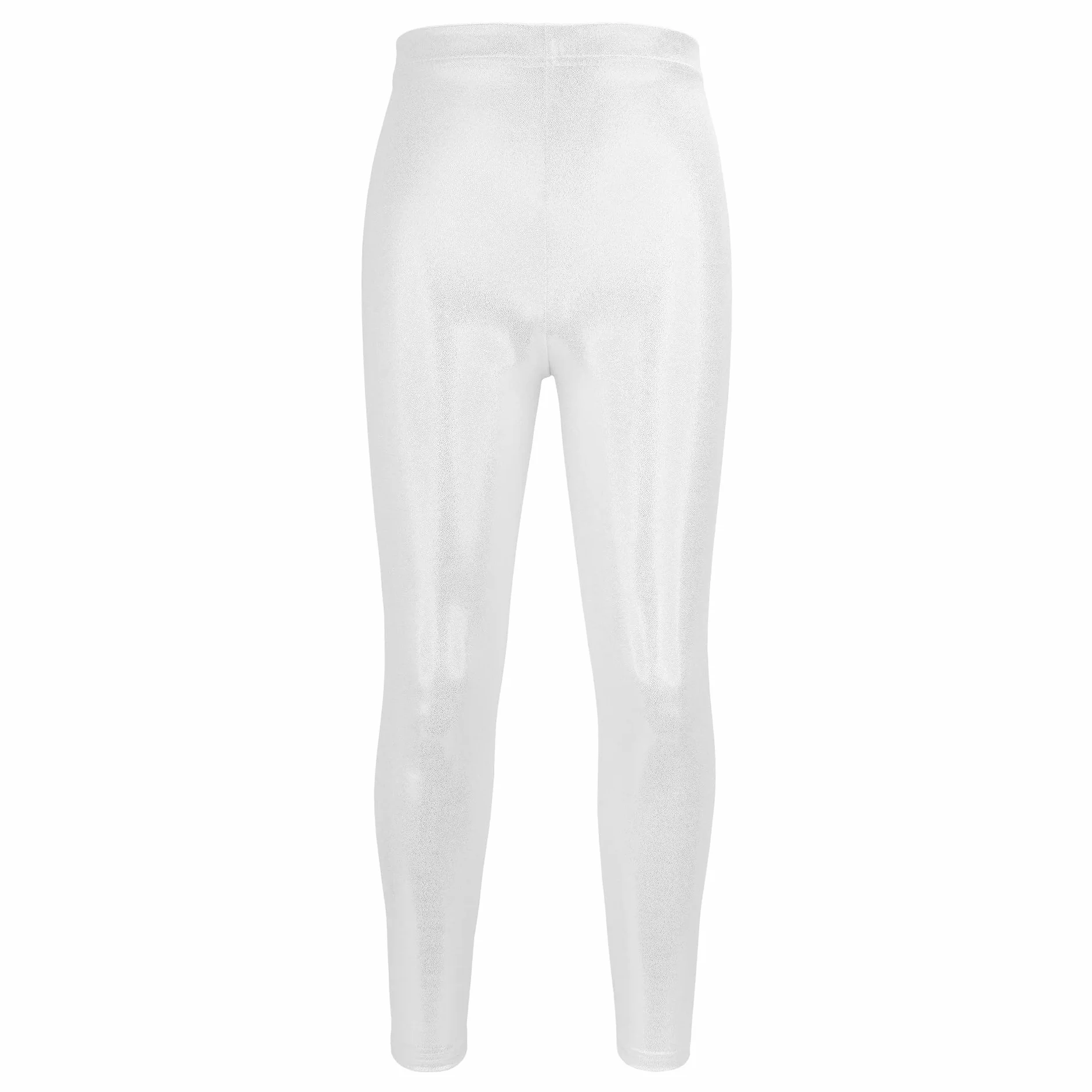 NewL Dziecięce dziewczęce spodnie do tańca gimnastyczne błyszczące metaliczne legginsy do tańca skinny na występy kostium