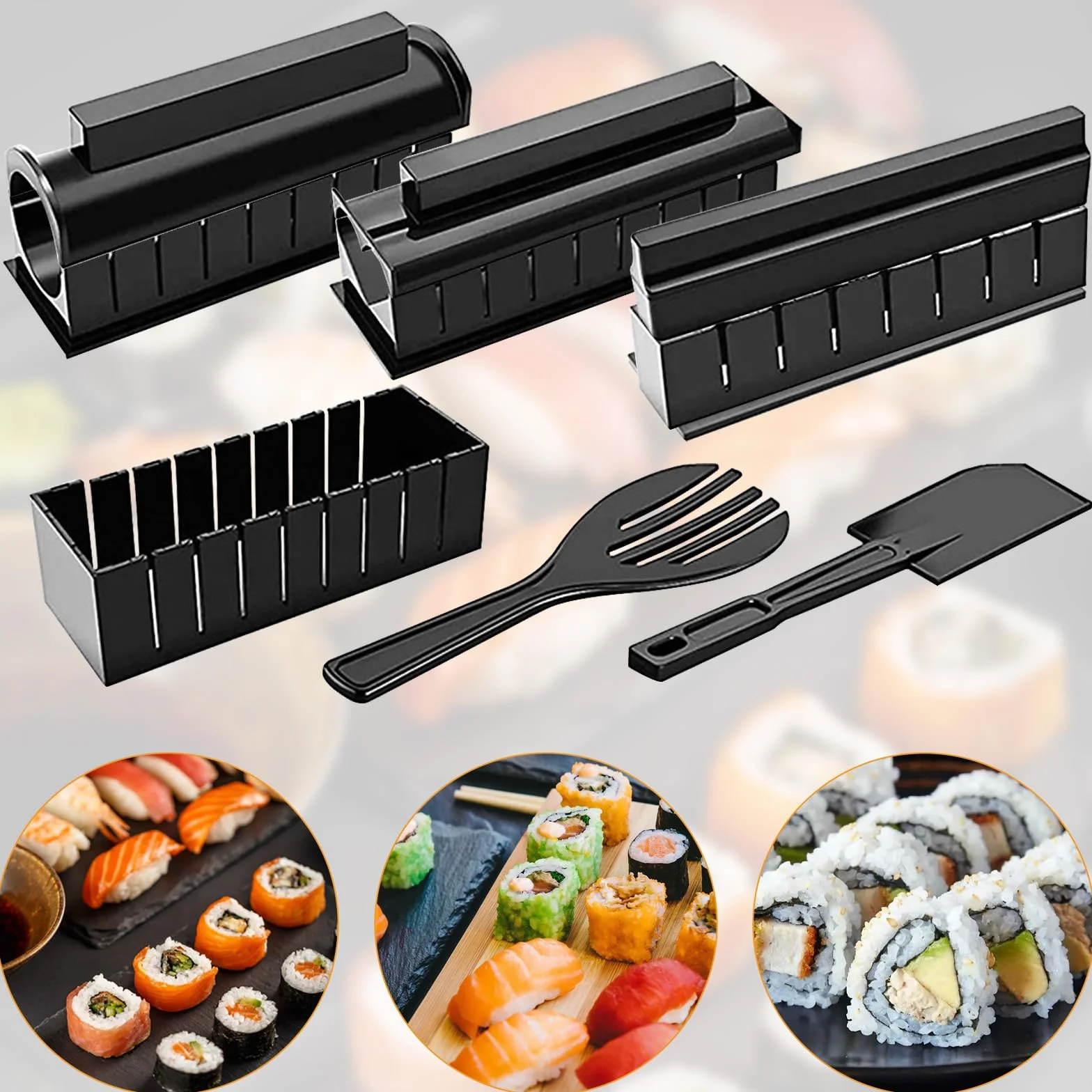 INHEMI zestaw do robienia sushi 10-częściowy czarny