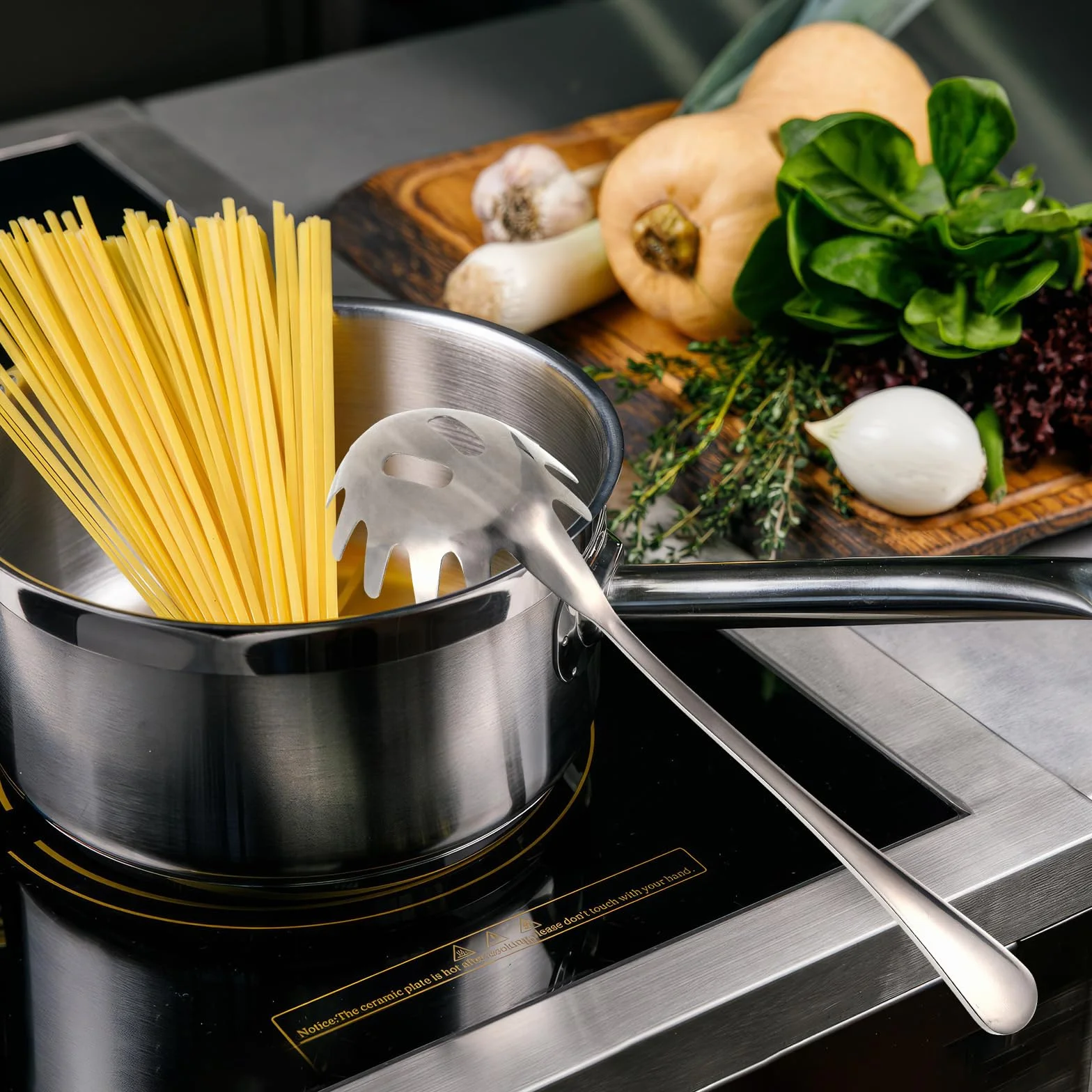 DOITOOL Łyżka do spaghetti ze stali nierdzewnej, widelec do makaronu
