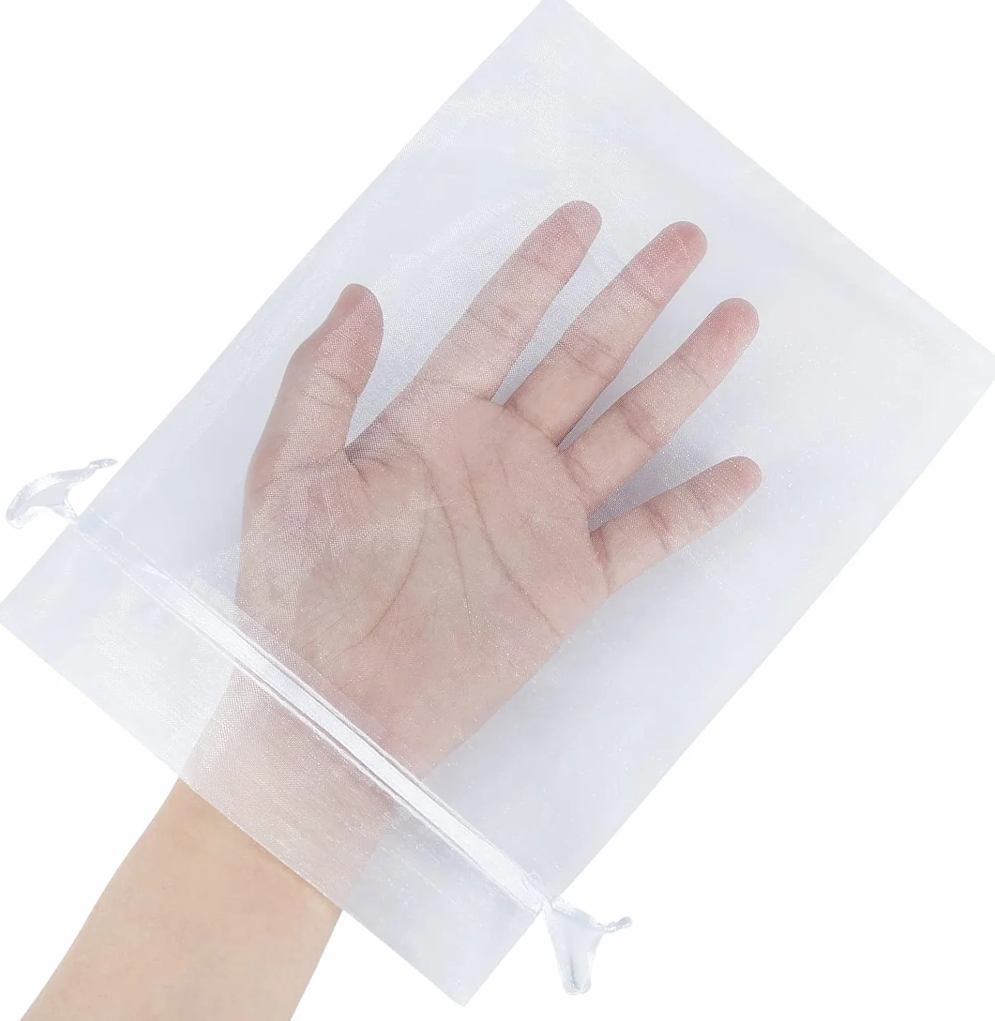 DAHI 50 sztuk duże torby z organzy 20 x 30 cm, białe woreczki na prezenty z organzy, woreczek z tiulu Confetti, na biżuterię, ślub, imprezę, prezent na Boże Narodzenie