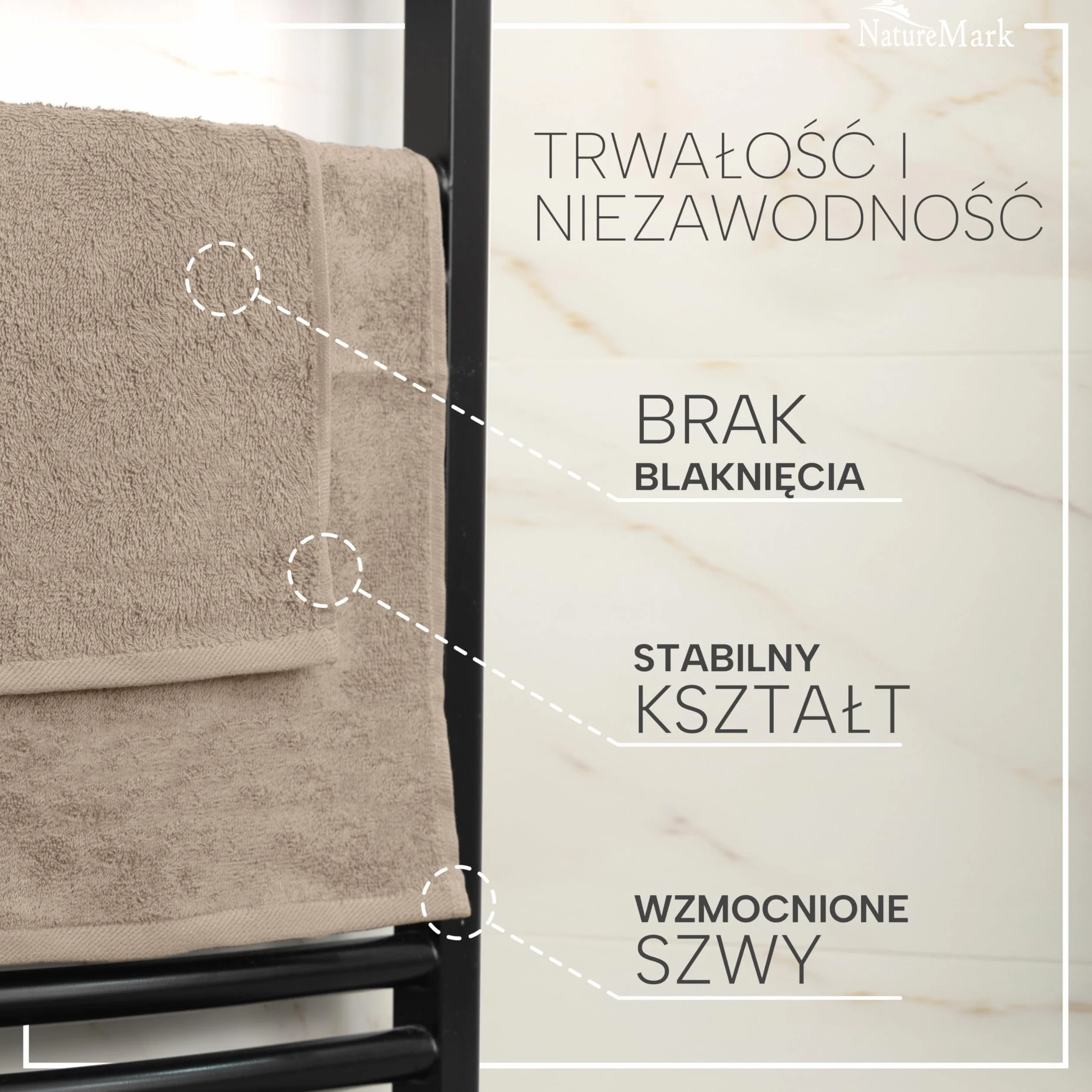 NatureMark Ręczniki Gościnne – Zestaw 20 szt. (30x50 cm), 100% bawełna, certyfikat OEKO-TEX, miękkie, chłonne i łatwe w pielęgnacji – Do łazienki, gości i spa – Piaskowo/Beżowe