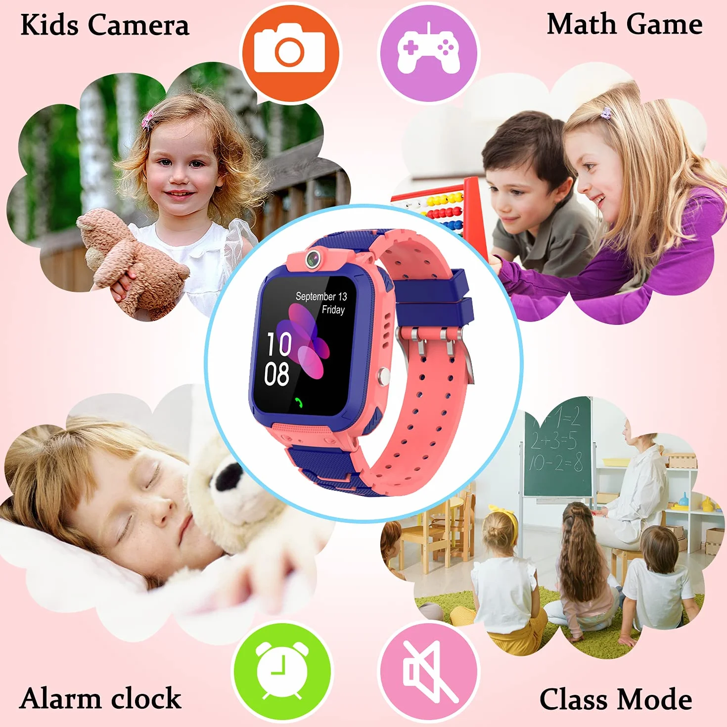 Smartwatch dziecięcy telefon, GPS, bransoletka dla dzieci, dwukierunkowa rozmowa, inteligentny zegarek Voice Chat SOS, ekran dotykowy, muzyka, aparat cyfrowy, budzik, krokomierz, prezent dla chłopców,