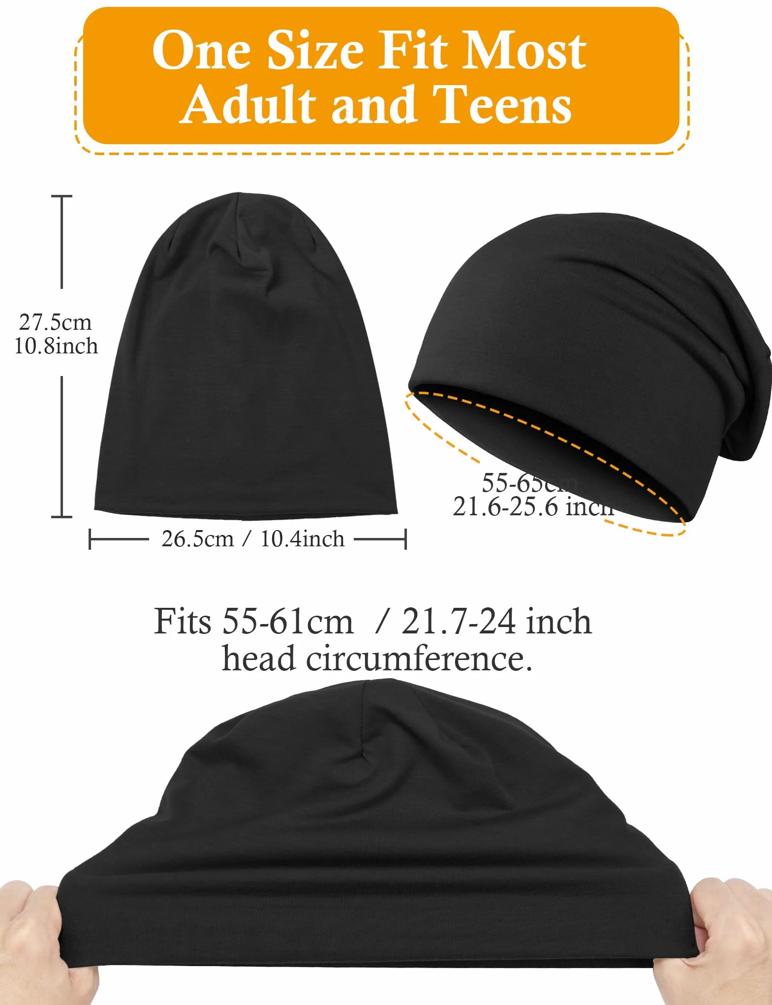 Kiiwah luźna czapka beanie, unisex, zimowa czapka typu Slouch Beanie, czapka z dżerseju dla mężczyzn i kobiet, 2 szt.