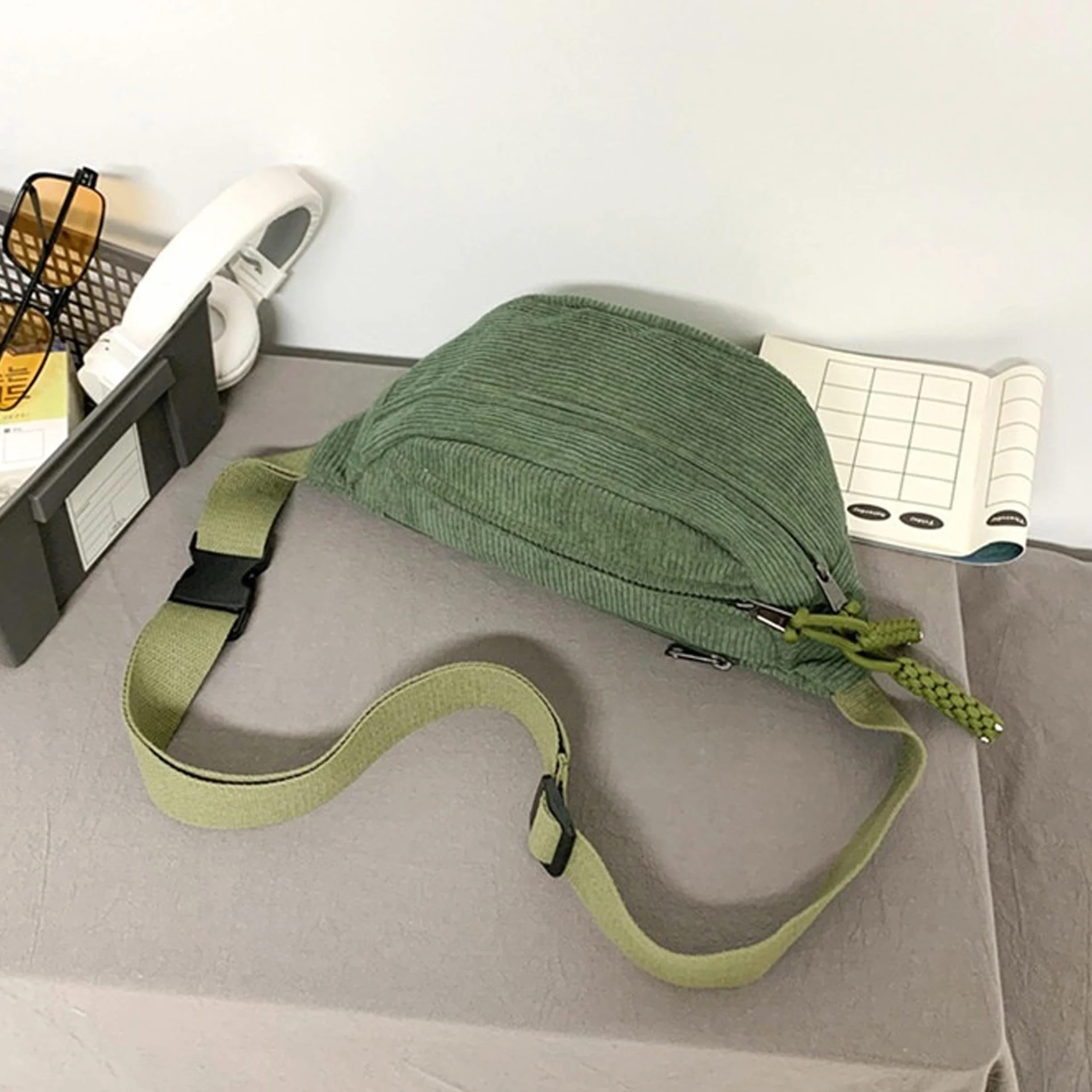 Damska nerka ze sznurka, torba na ramię damska 34 × 15 cm, torebka na pasek, torebka biodrowa, damska mała, z paskiem na ramię, regulowana, stylowa i praktyczna torba na brzuch na luźne wycieczki