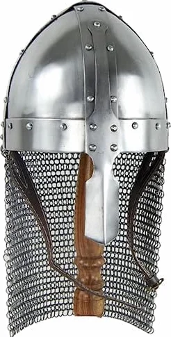 Kask średniowieczny wiking normański zbroja nosowy rycerz stalowy kostium kolczugi LARP
