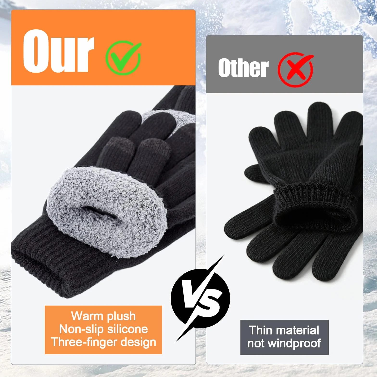 Touchscreen Gloves, Unisex Sports Glove, Outdoor Running Gloves, Ciepłe wiatroodporne zimowe z Antypoślizgowy Uchwyt z polaru do biegania, turystyki pieszej (Czarny)