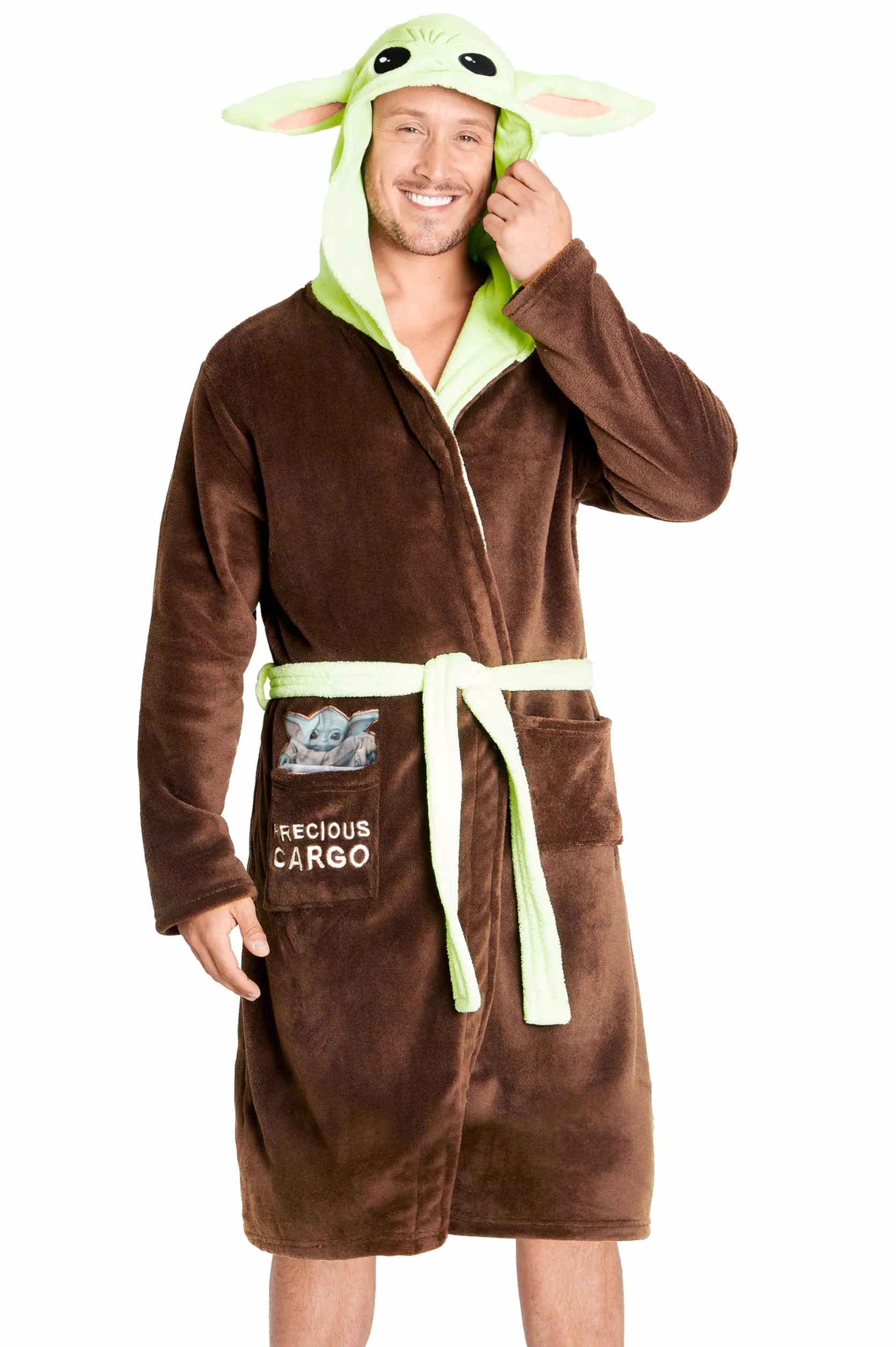 Disney Mandalorian Baby Yoda szlafrok kąpielowy z kapturem, miły w dotyku szlafrok dla mężczyzn, Star Wars Mandalorian – The Child prezent dla mężczyzn i chłopców