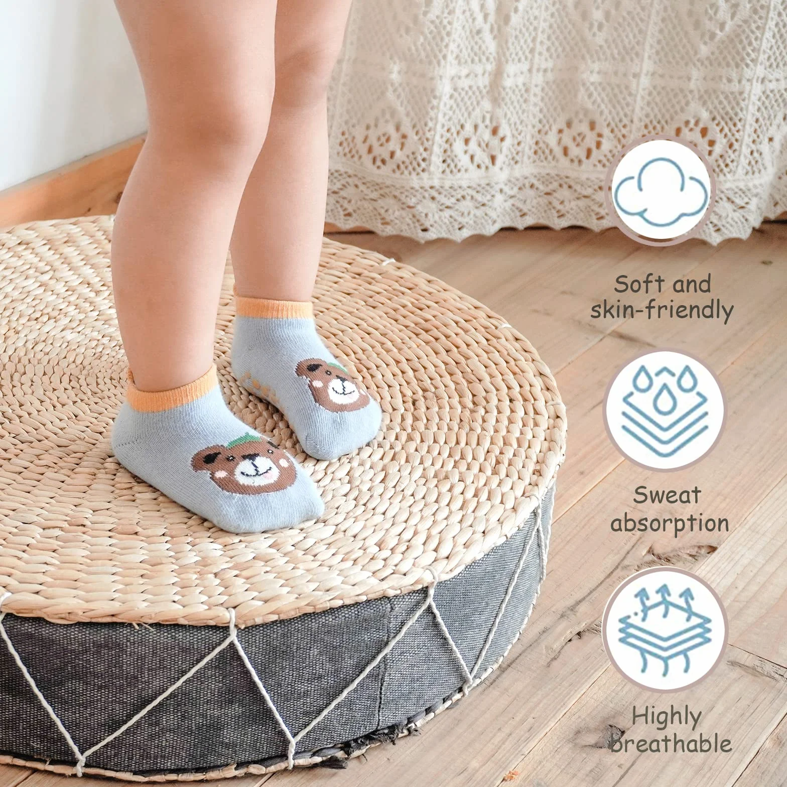 Baby Anti-Slip Ankle Skarpety Cute Cartoon Grips Skarpety Dla Niemowląt Maluch Chłopcy Dziewczyny 5/6 Para (A2-dinosaur(6 pair),1-3 Years)