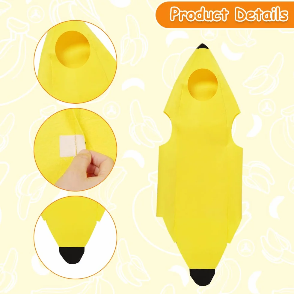 Kostium bananowy, zabawny kostium banana i 1 sztuka dmuchany banan, kostiumy owocowe dla dorosłych na Halloween, na imprezy tematyczne, Boże Narodzenie, cosplay, unisex