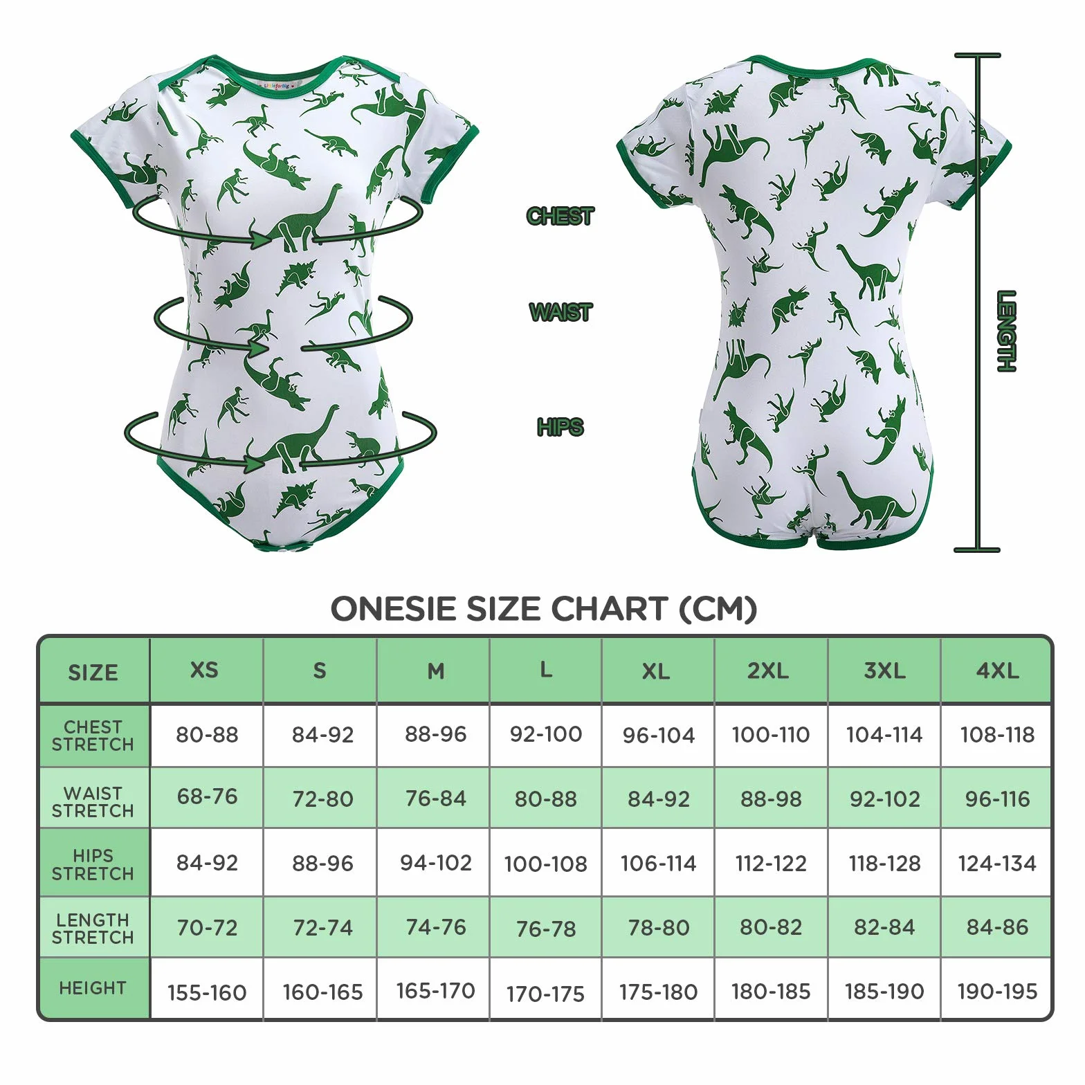 LittleForBig Dorośli Baby miłośnik pieluszek(ABDL) zatrzas w komkroku jednoczęściowy śpioszki-Dinozaura wzór