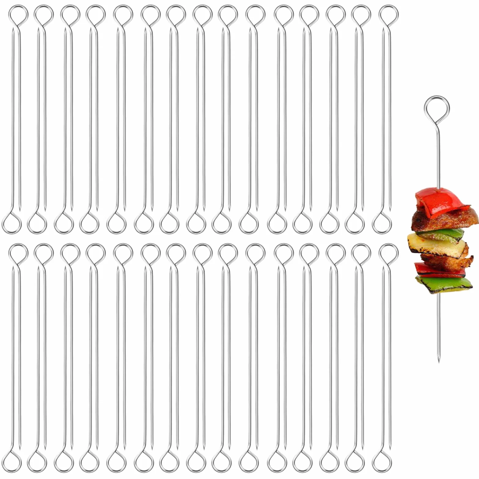 Szpikulce do szaszłyków ze stali nierdzewnej 10 cm, metalowe igły do grillowania 60 sztuk