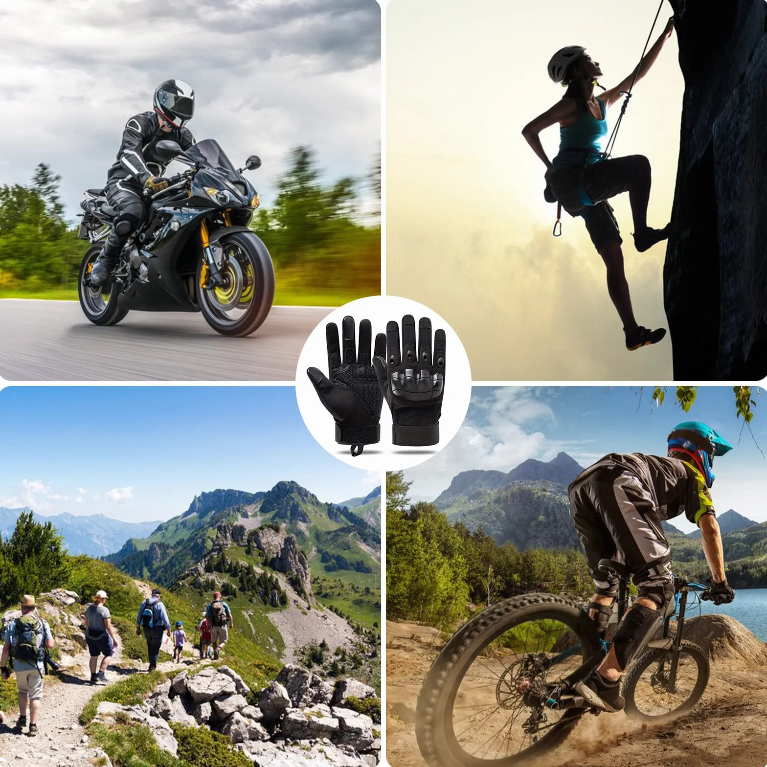 Firschoie Rękawice taktyczne, wojskowe, motocyklowe, z twardą ochroną kostek i ekranem dotykowym 2-palcowym, nadają się do eksploracji dżungli, trekkingu, motocykla, jazdy MTB (czarne, M)