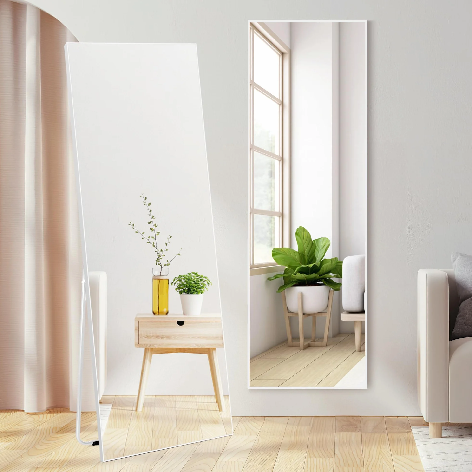 Lustro ścienne 165 x 51 cm składane podłogowe niepalne