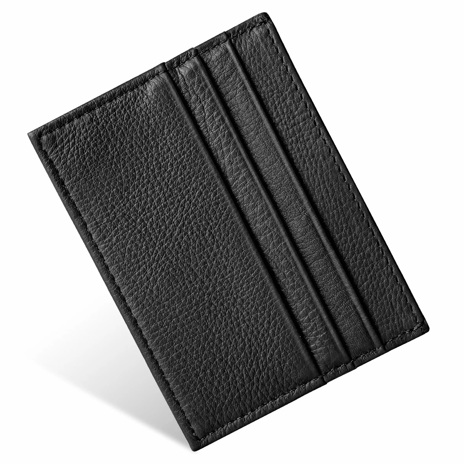 URAQT Męskie i damskie etui na karty kredytowe, cienkie skórzane etui na karty kredytowe z 6 gniazdami i 1 kieszenią, cienki portfel na karty identyfikacyjne, prawo jazdy (czarny-nowe)