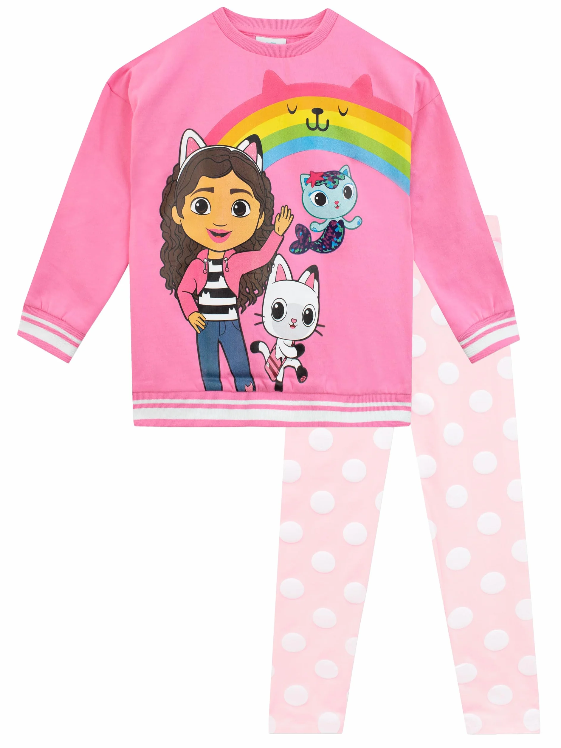 Zestaw bluzy i legginsów dla dziewczynek DREAMWORKS GABBY'S DOLLHOUSE | Zestaw Pandy Paws i Mercat | Stroje i zestawy ubrań dla dziewcząt | Wiek od 3 do 10 lat| Oficjalne towary Gabby