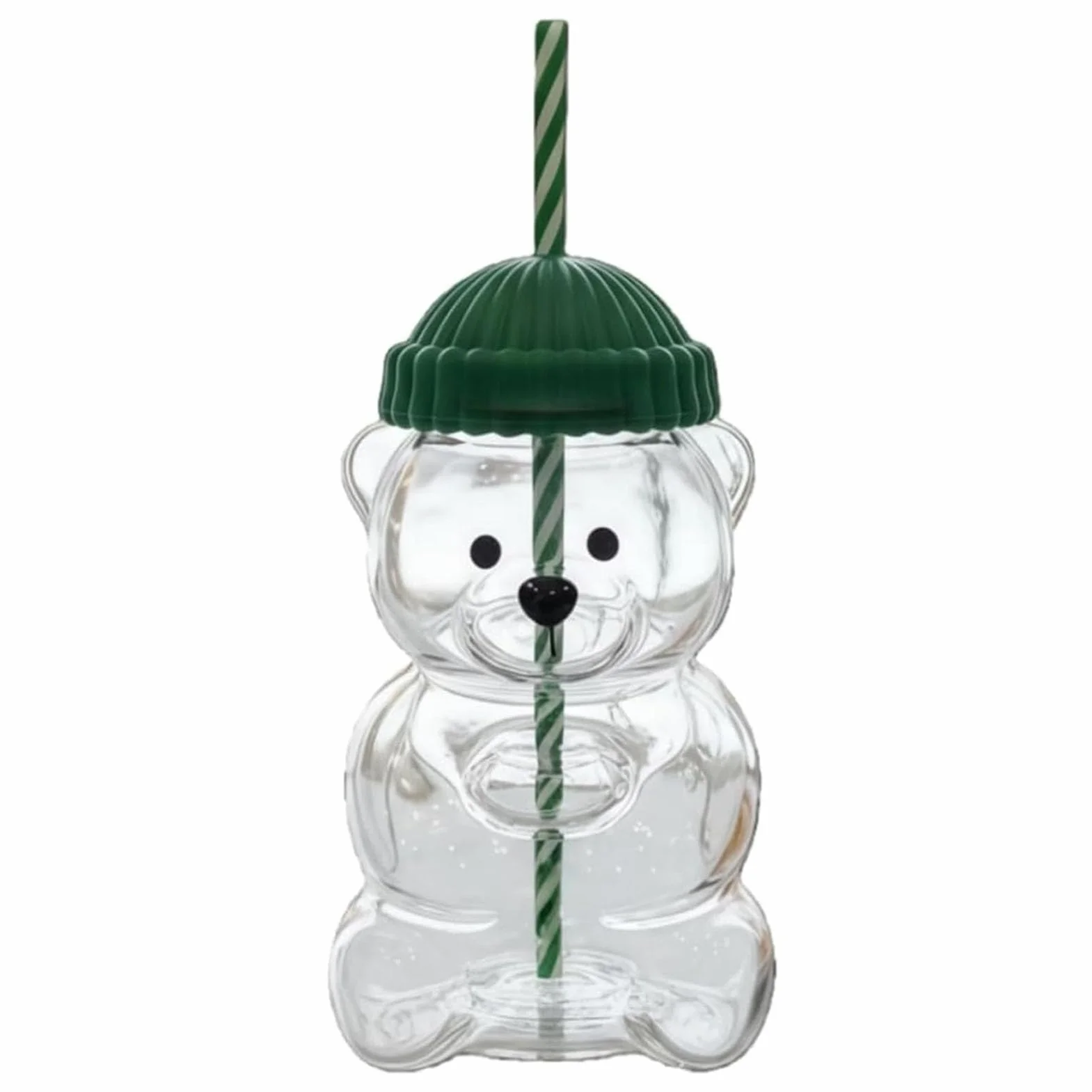 Ejoyous Kubek ze słomką Bear, 590 Ml Szkło Bear z pokrywką i przezroczystą słomką do Kawy, Mleka, Herbaty i Napojów