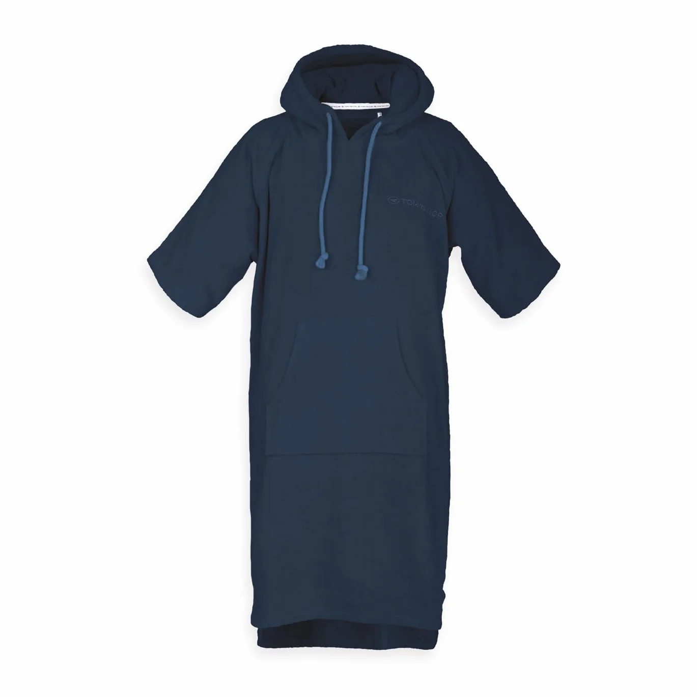 TOM TAILOR Ponczo surfingowe dla kobiet i mężczyzn, L-XL, 100% bawełna/frotte, ponczo kąpielowe z kapturem, kieszenią na brzuchu i haftem z logo, niebieskie (granatowe)
