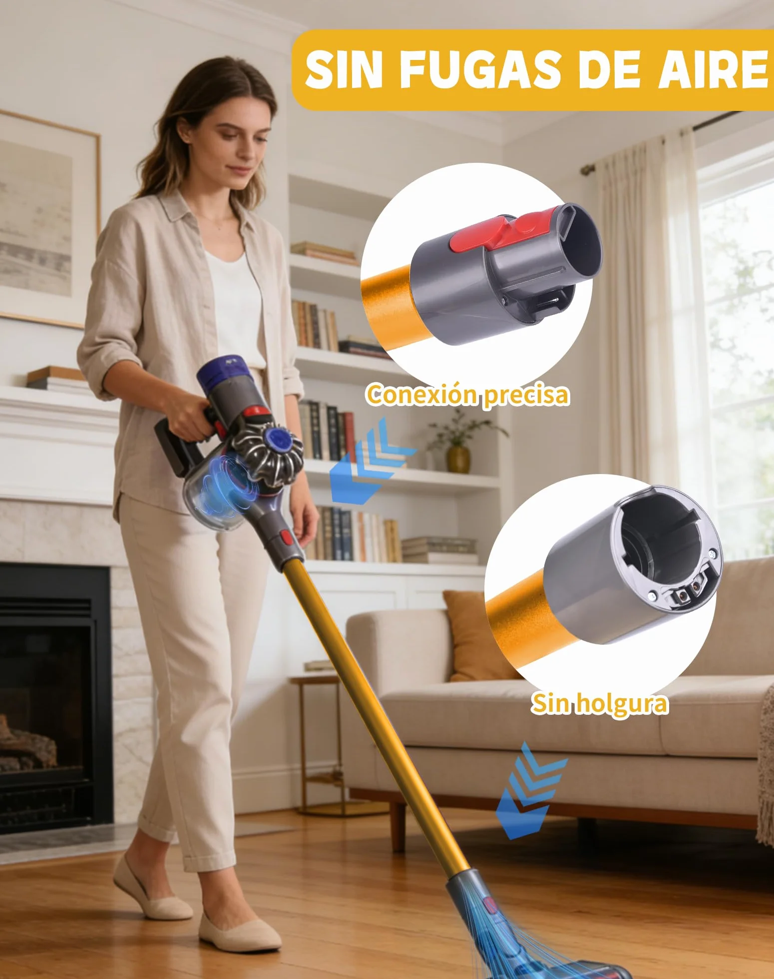 Rura przedłużająca do Dyson V7 V8 V10 V11 V15, aluminiowa 72,5 cm, pomarańczowa