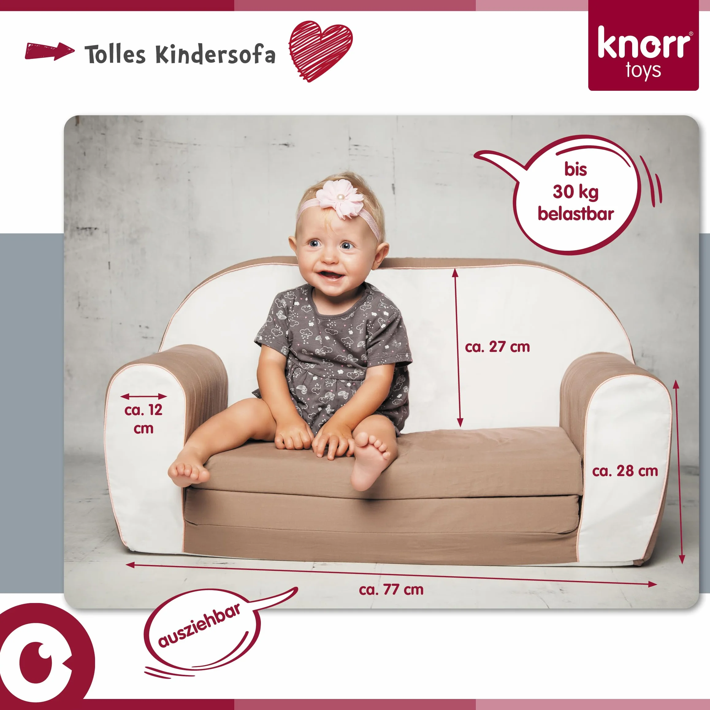 Knorrtoys 68481 sofa dziecięca Lilli bawełna kolorowa
