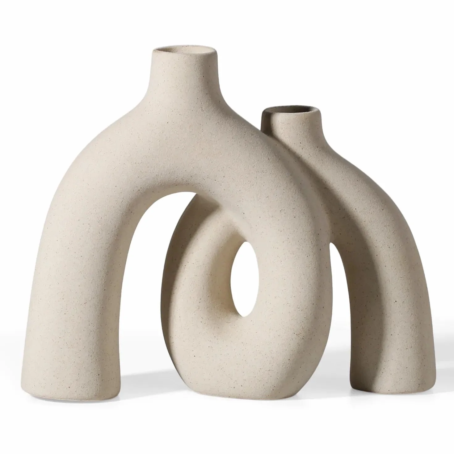 Wazon ceramiczny boho beżowy do dekoracji wnętrz