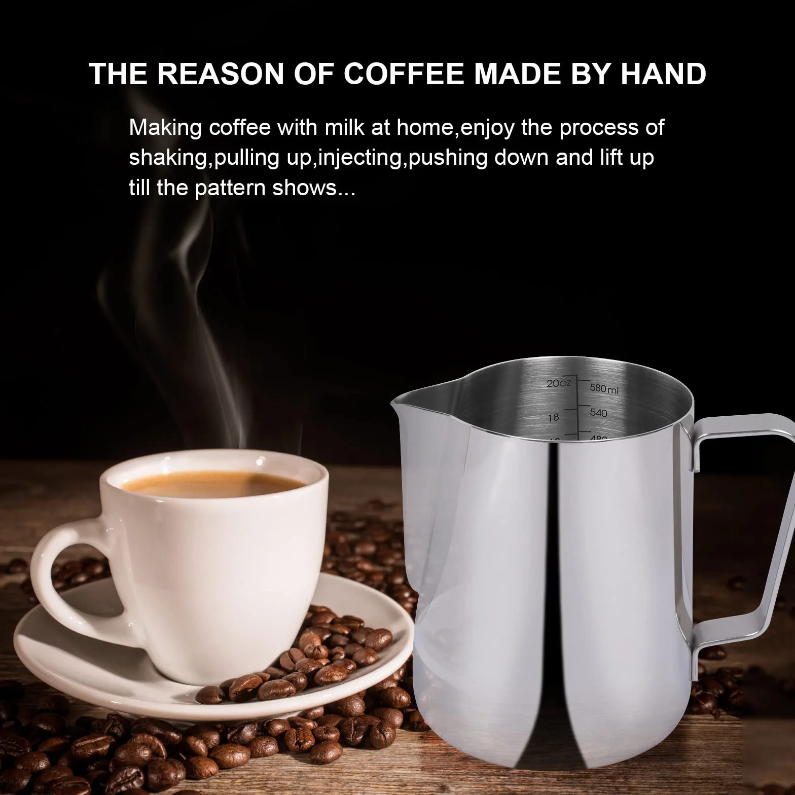 Dzbanek do spieniania mleka ze stali nierdzewnej 350 ml do espresso latte cappuccino