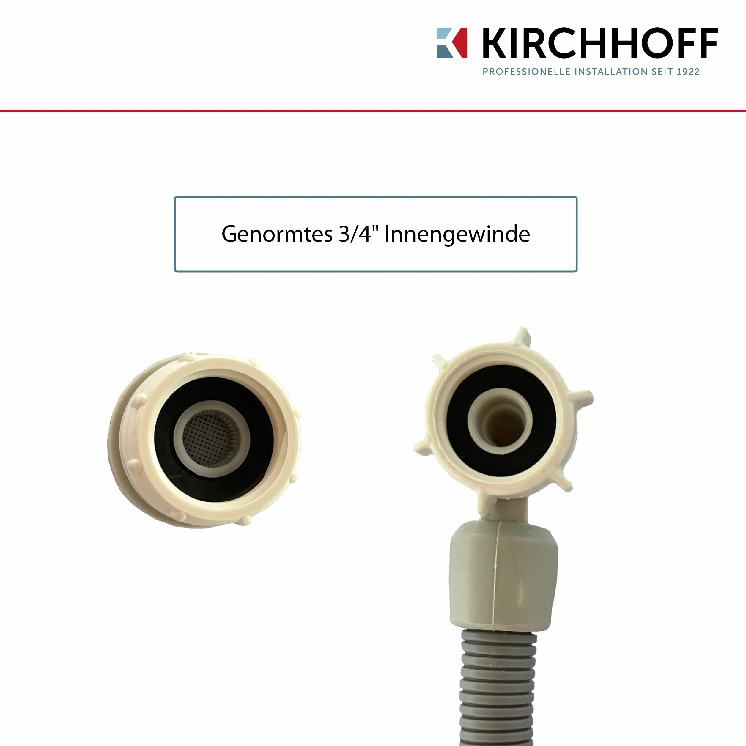 KIRCHHOFF Wąż do Pralki lub Zmywarki 1,5 m - Doprowadzający 3/4" x 3/4" IG z Aquastop